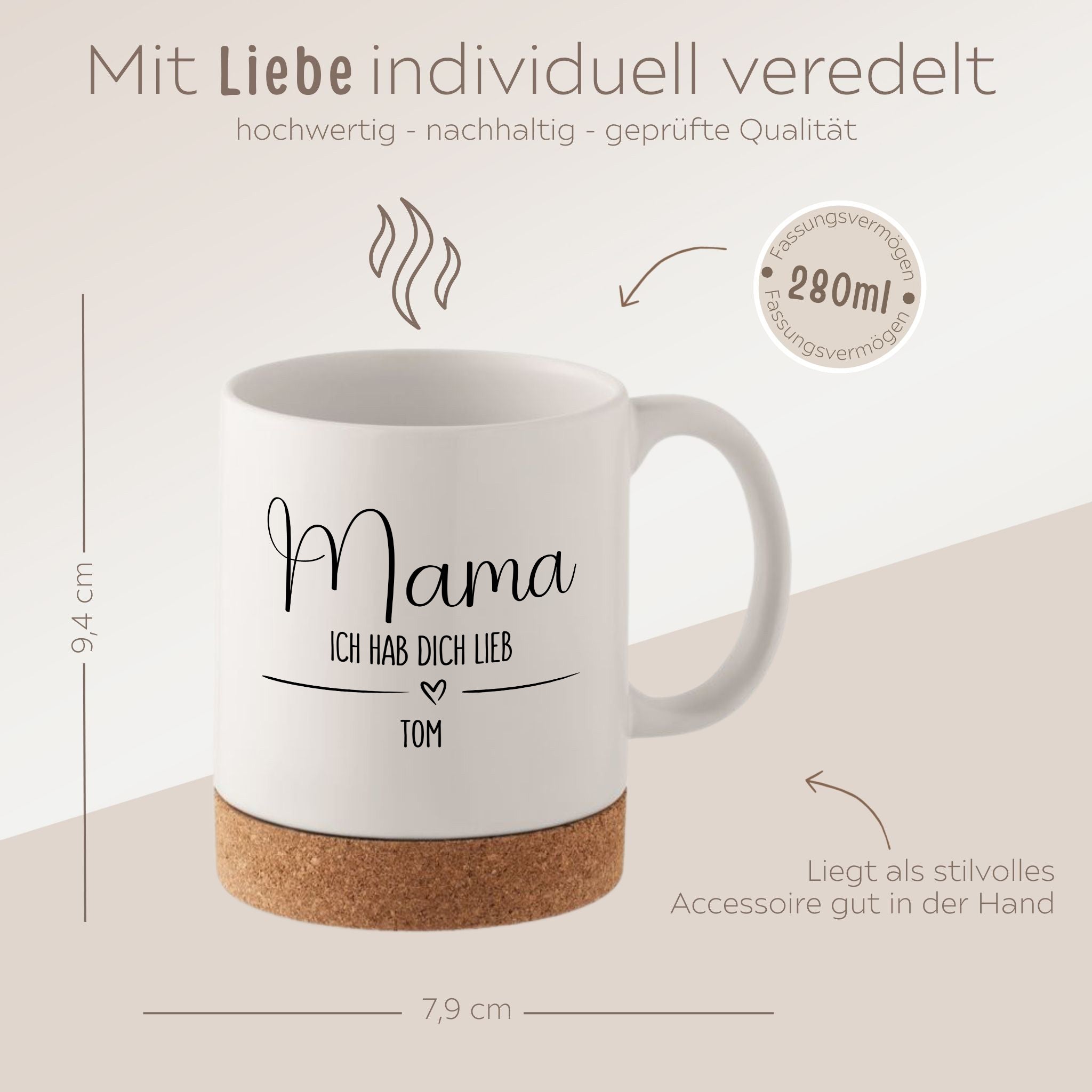 Tasse mit Korkboden - Lieb haben - wunderwunsch
