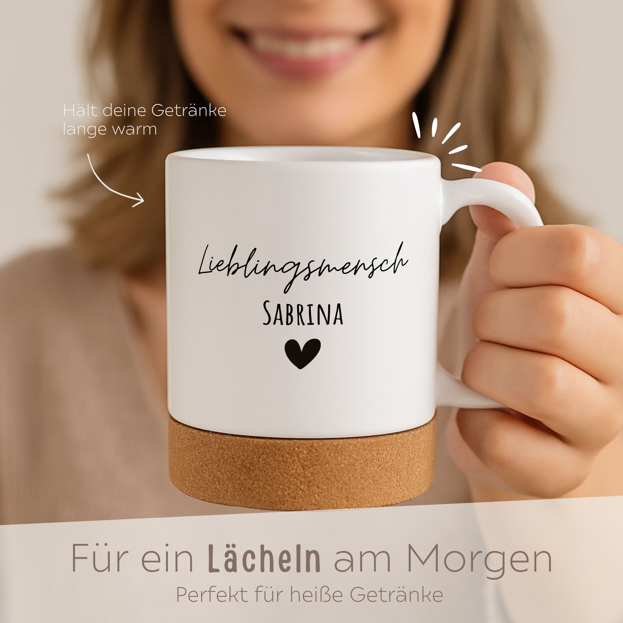 Tasse mit Korkboden - Lieblingsmensch - wunderwunsch