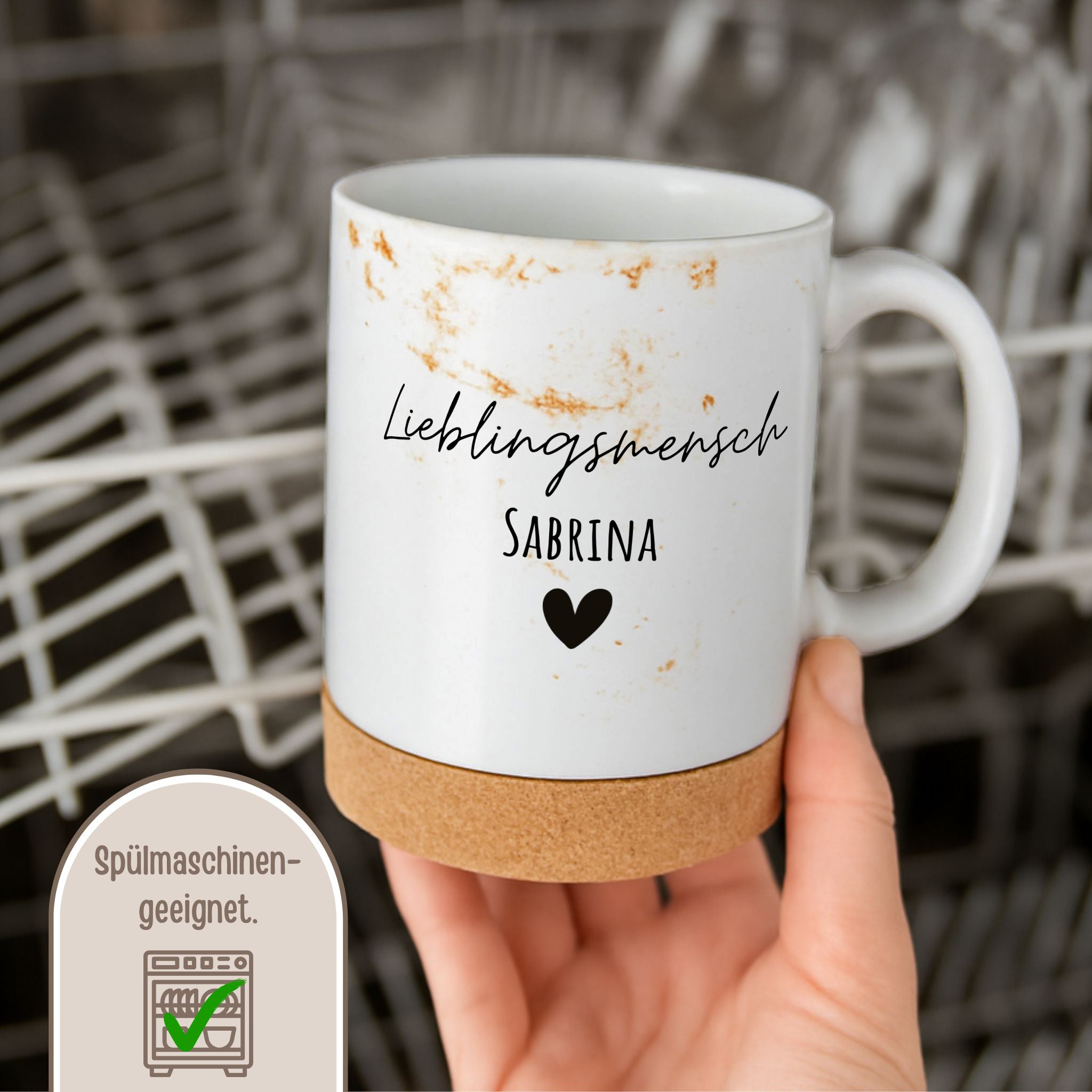 Tasse mit Korkboden - Lieblingsmensch - wunderwunsch
