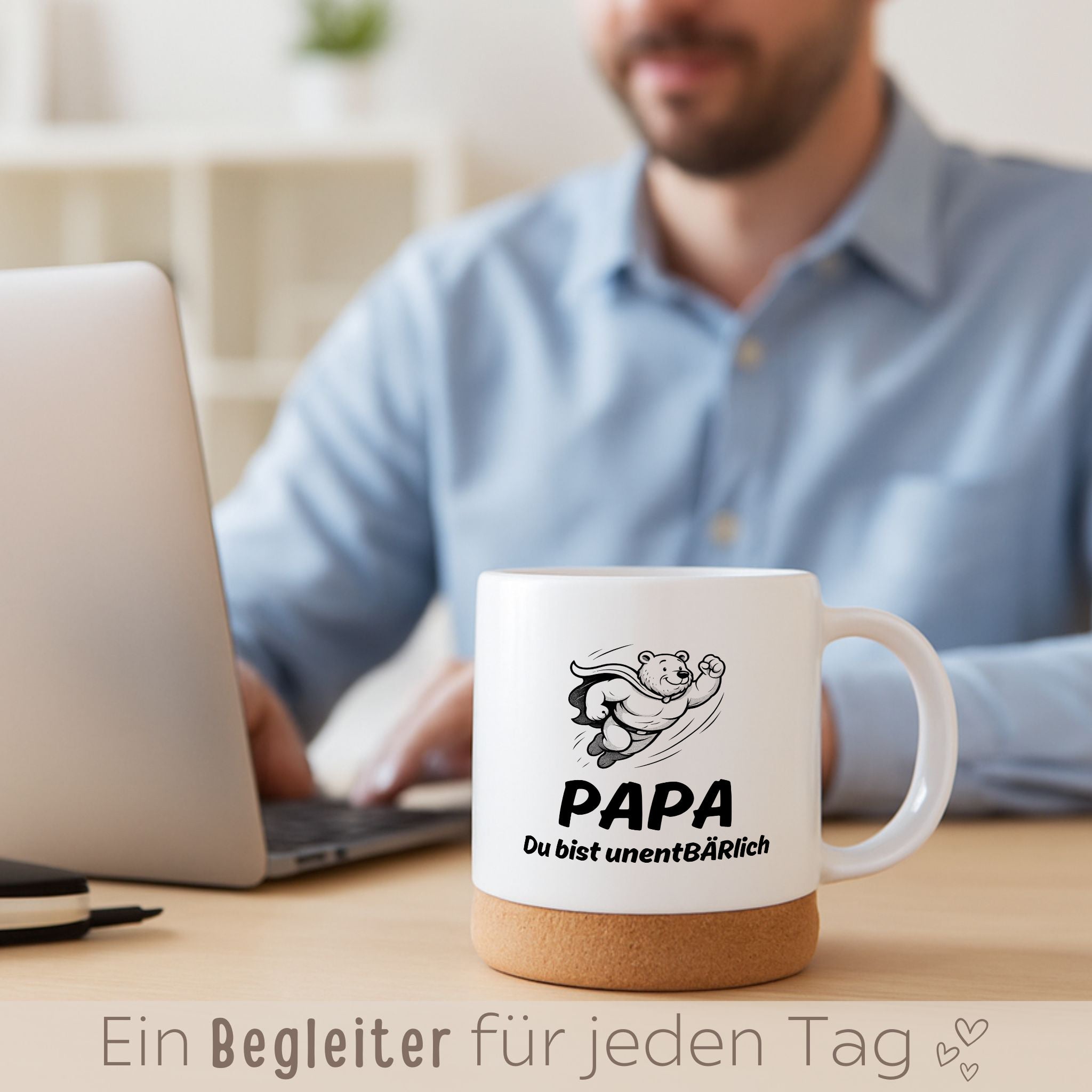 Tasse mit Korkboden - Papa du bist unentbärlich - wunderwunsch
