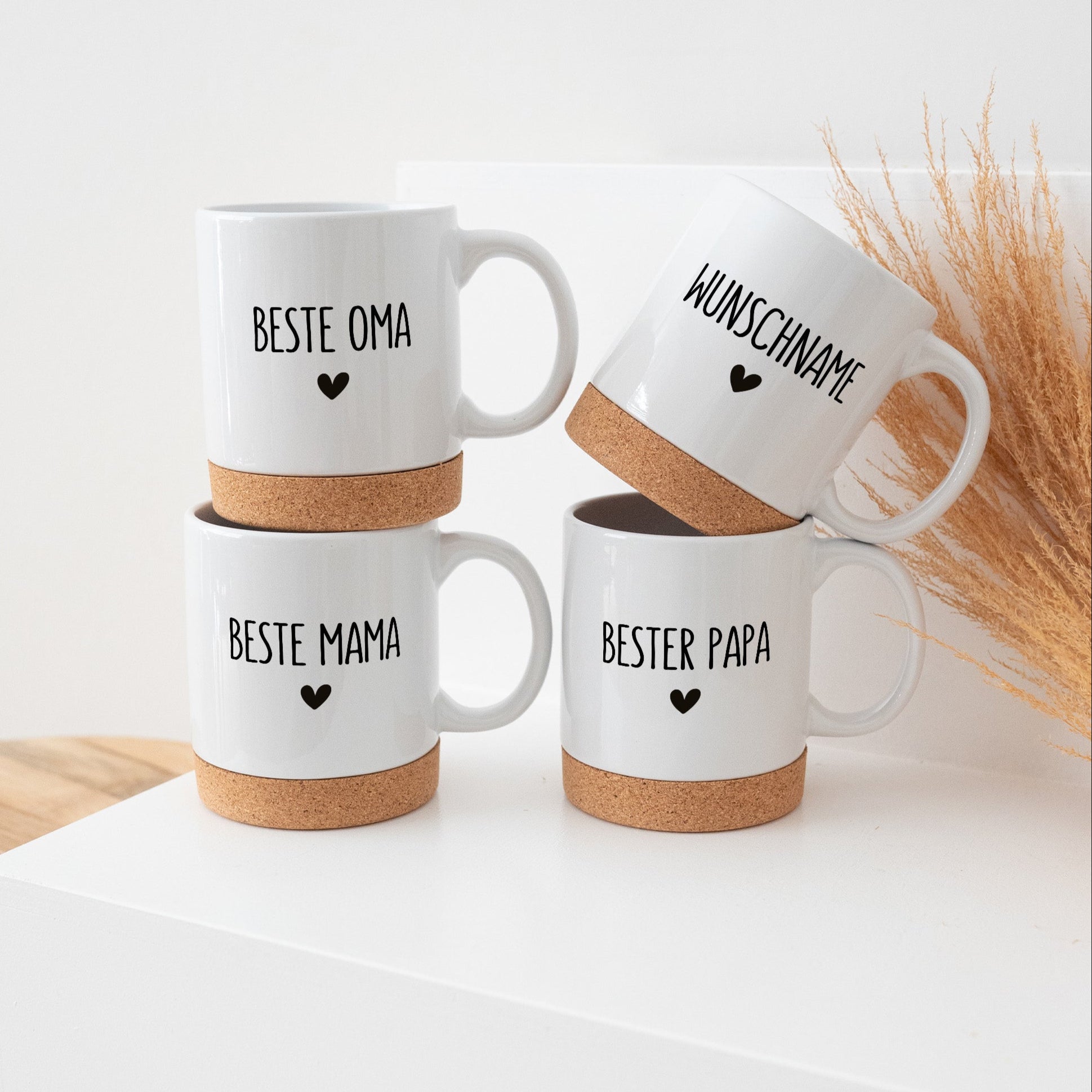 Tasse mit Korkboden - Wunschname - wunderwunsch