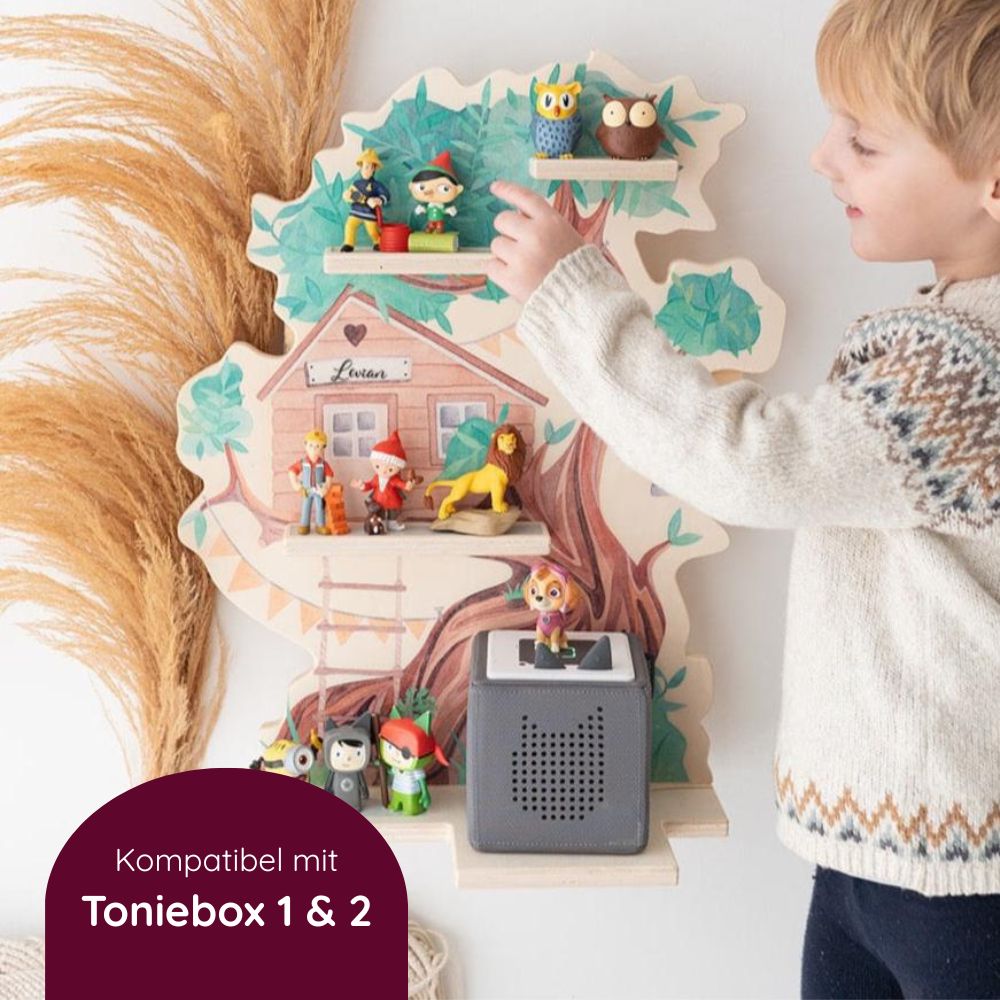 Toniebox Regal Holz - Baumhaus Aquarell - wunderwunsch