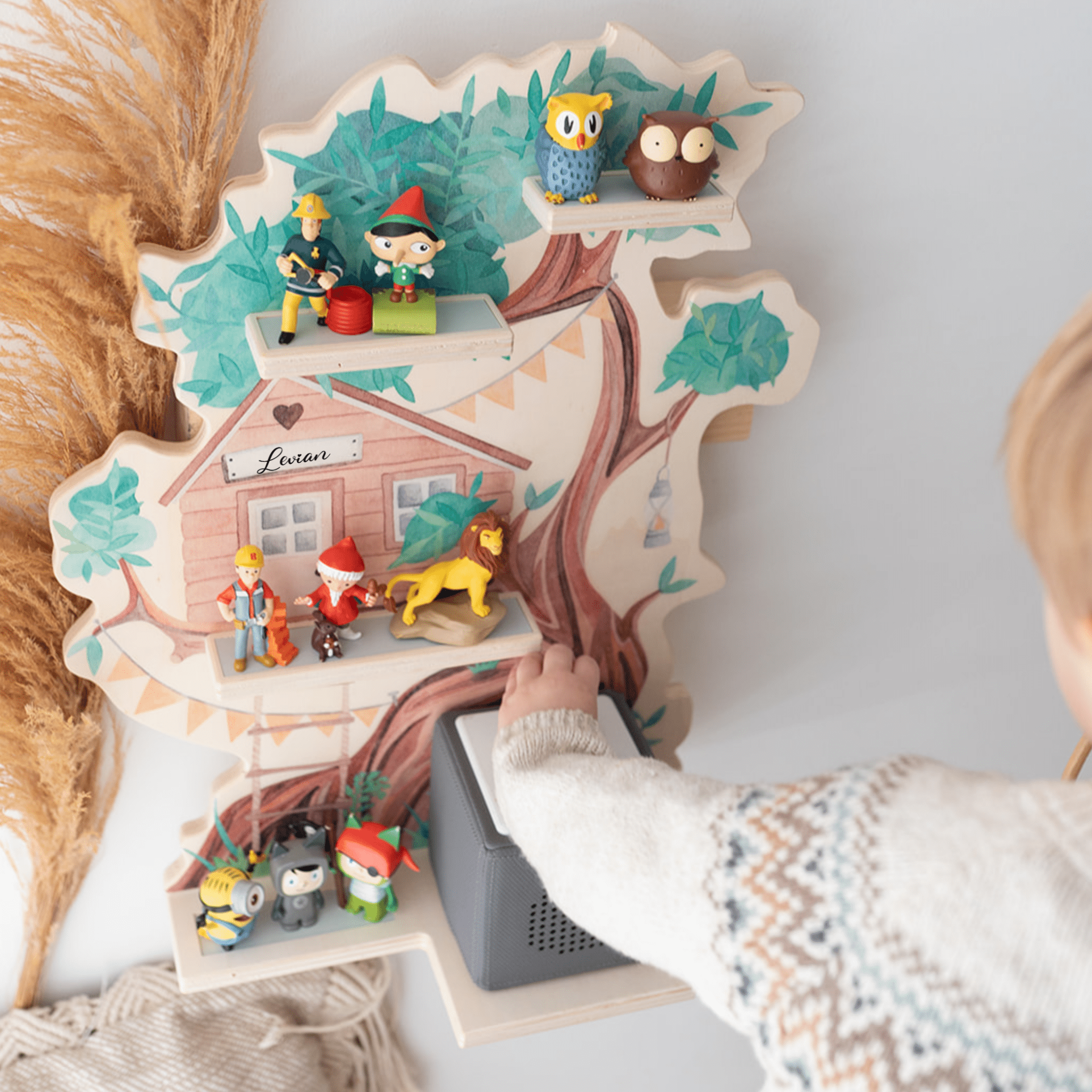 Toniebox Regal Holz - Baumhaus Aquarell - wunderwunsch