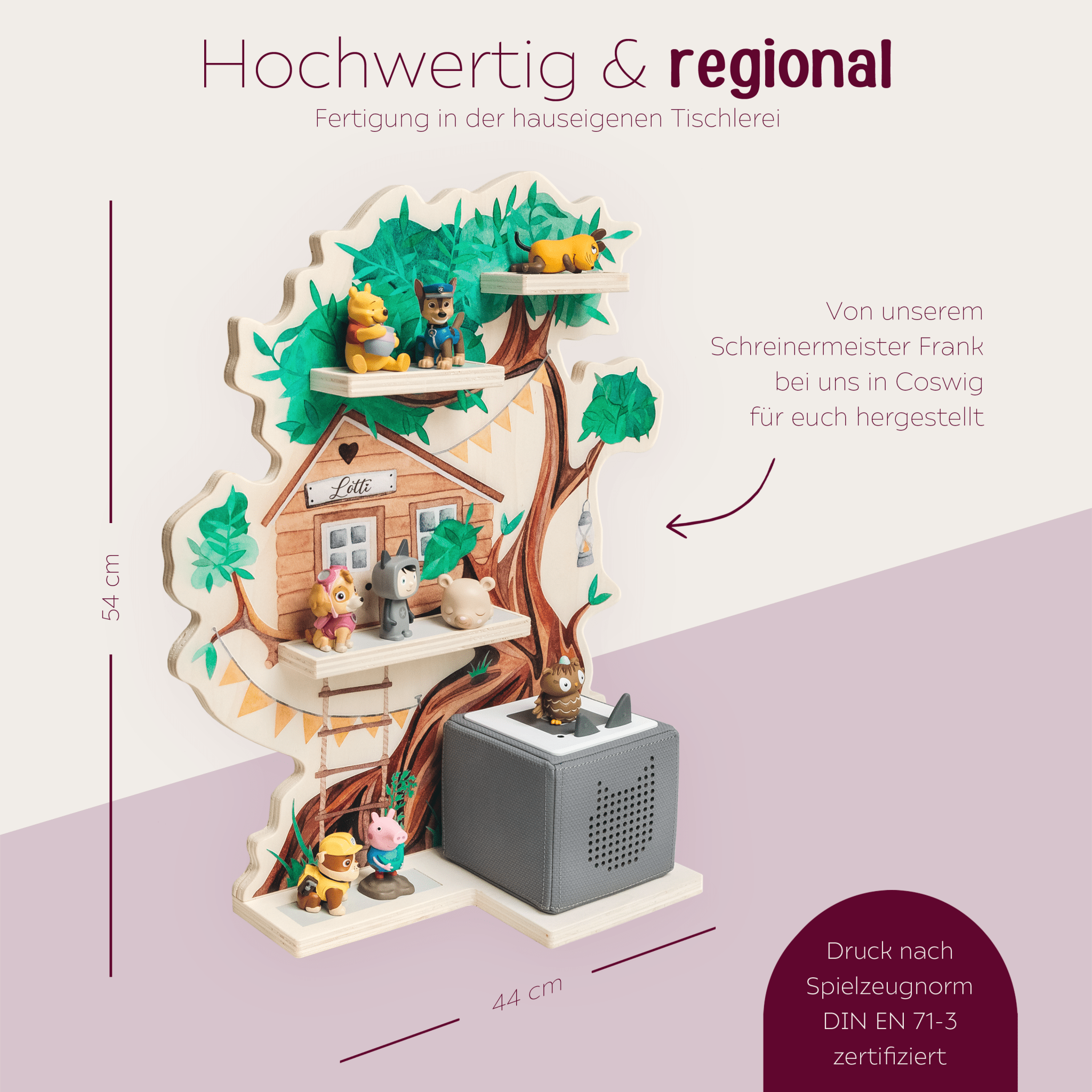 Toniebox Regal Holz - Baumhaus Aquarell - wunderwunsch