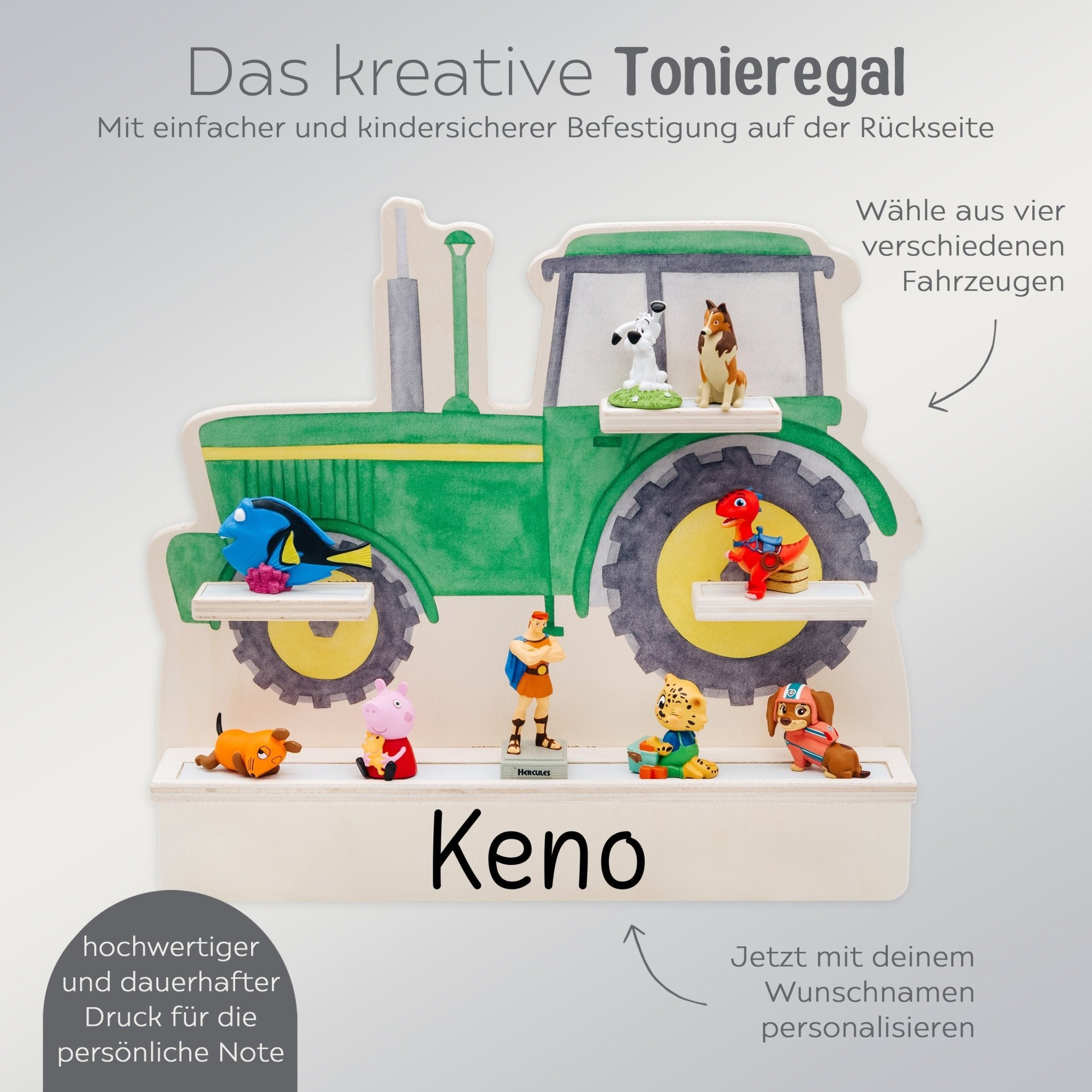 Toniebox Regal Holz - Fahrzeuge Aquarell - wunderwunsch
