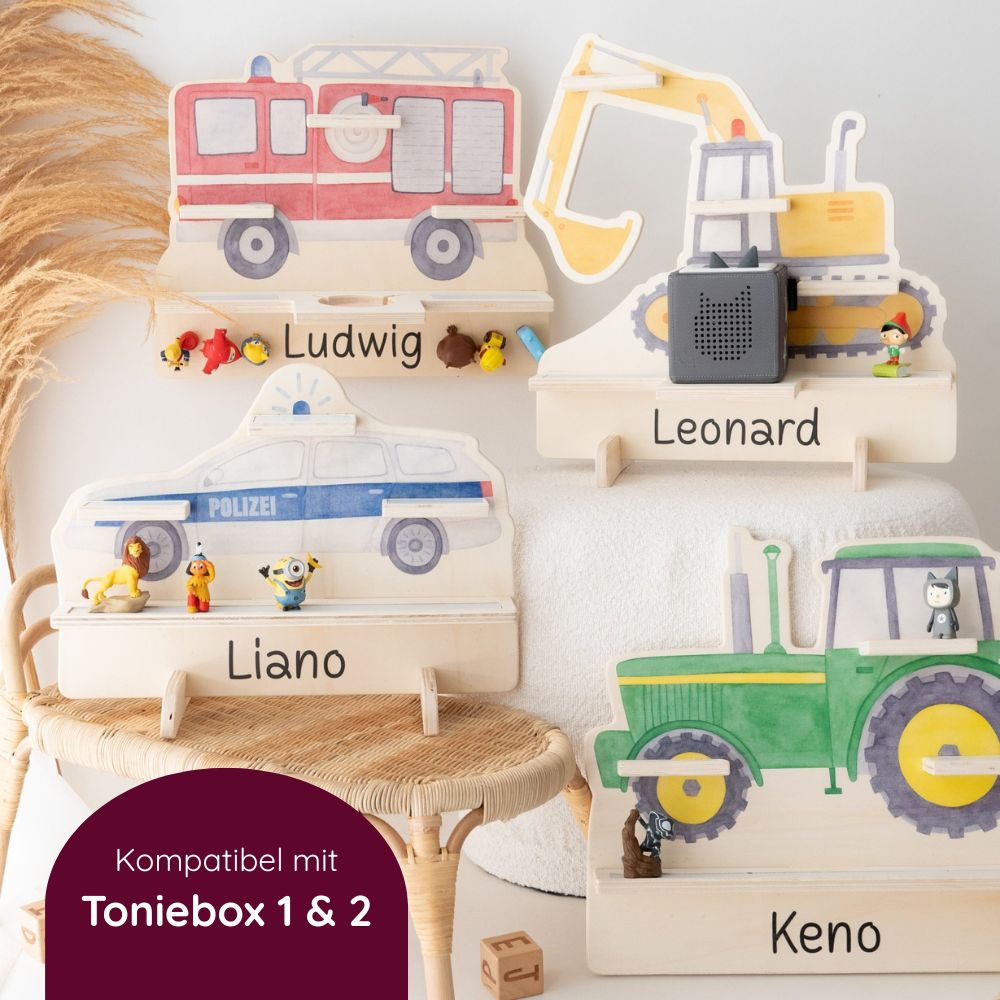 Toniebox Regal Holz - Fahrzeuge Aquarell - wunderwunsch