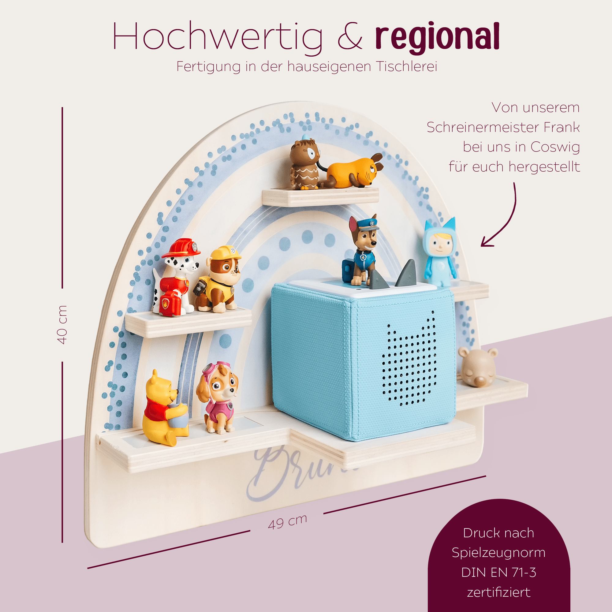 Toniebox Regal Holz - Regenbogen Aquarell - wunderwunsch