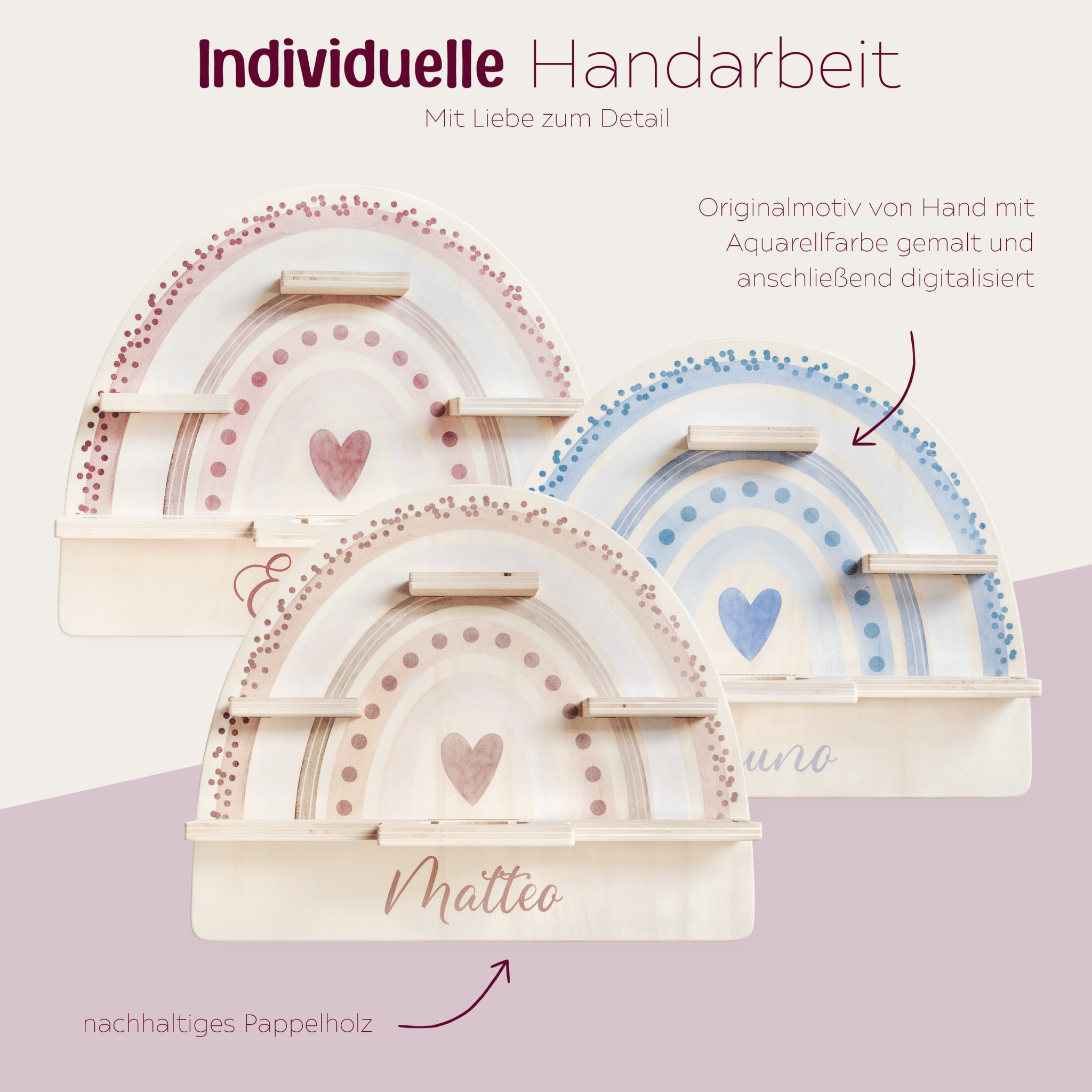 Toniebox Regal Holz - Regenbogen Aquarell - wunderwunsch