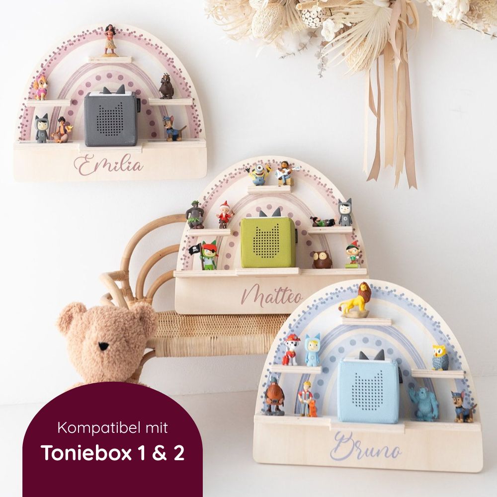 Toniebox Regal Holz - Regenbogen Aquarell - wunderwunsch