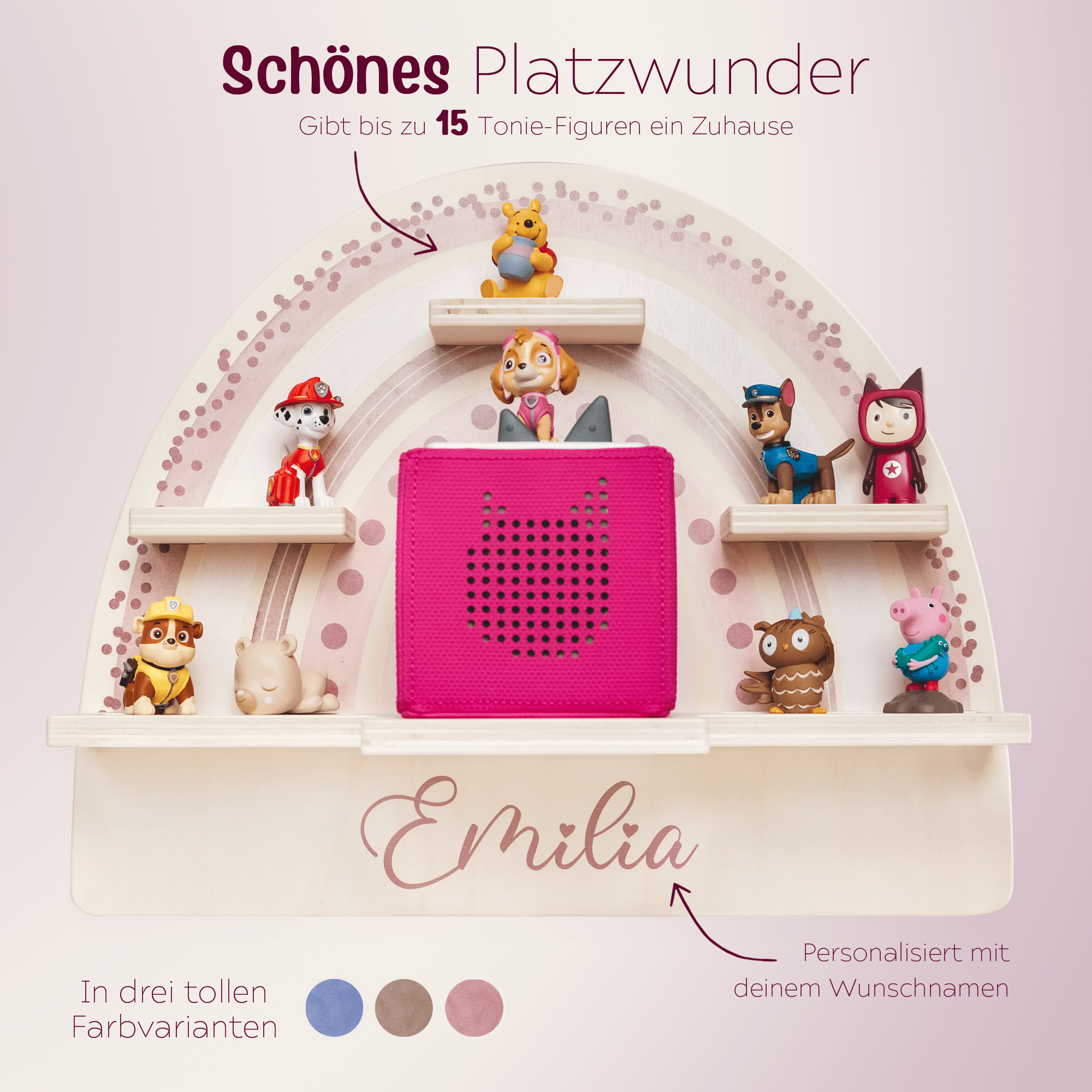 Toniebox Regal Holz - Regenbogen Aquarell - wunderwunsch