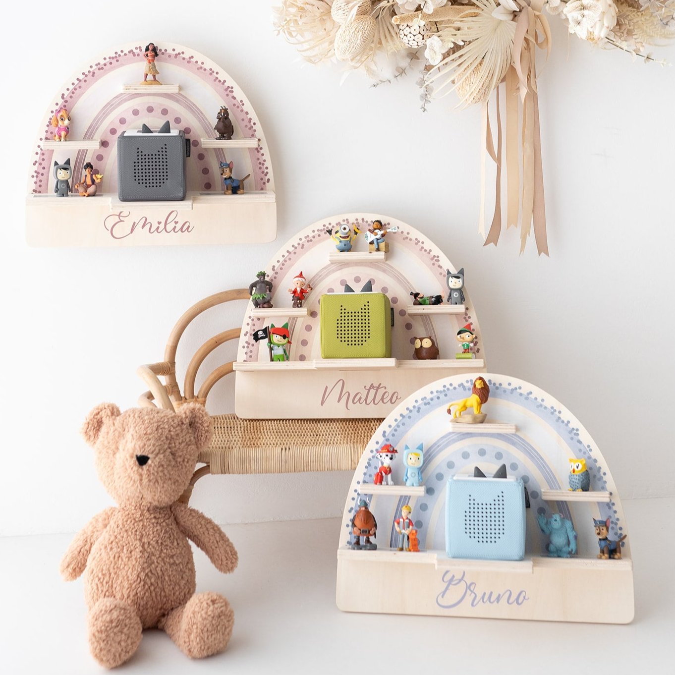 Toniebox Regal Holz - Regenbogen Aquarell - wunderwunsch