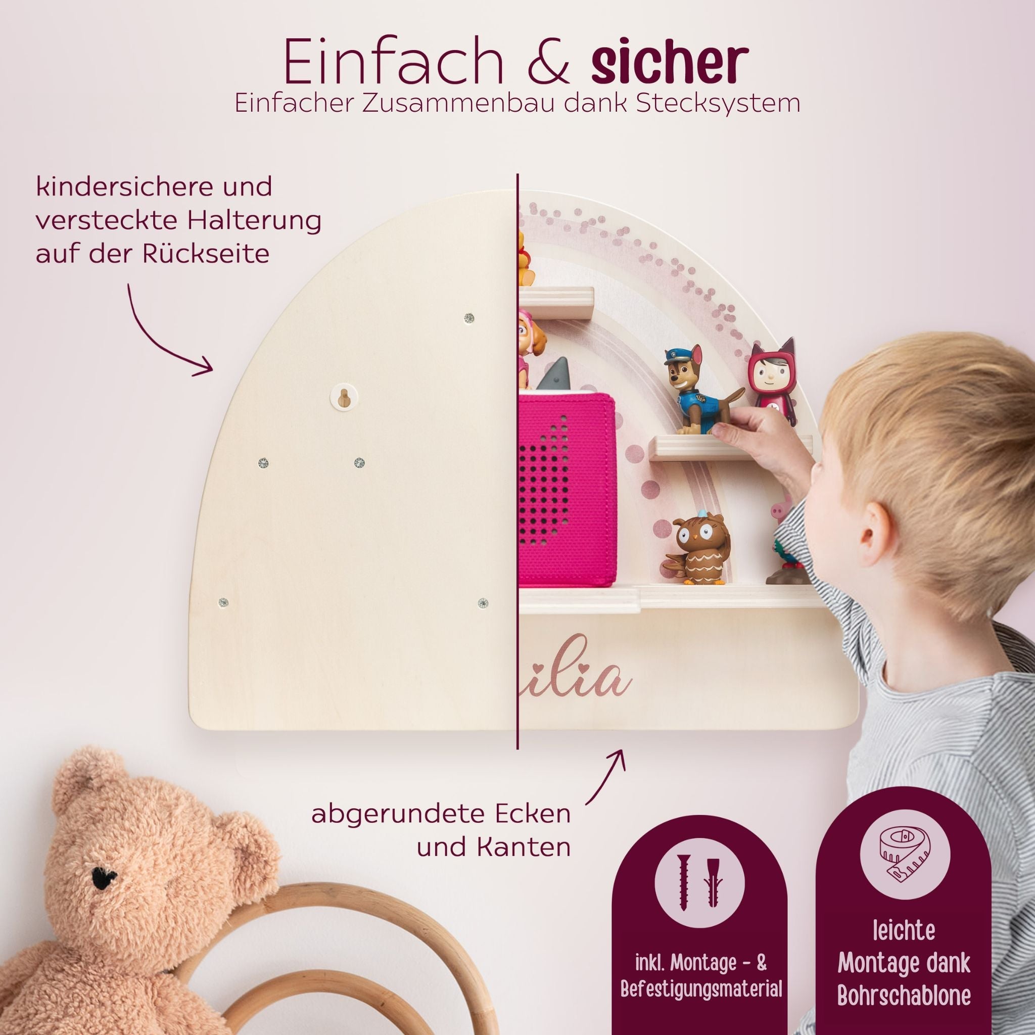 Toniebox Regal Holz - Regenbogen Aquarell - wunderwunsch