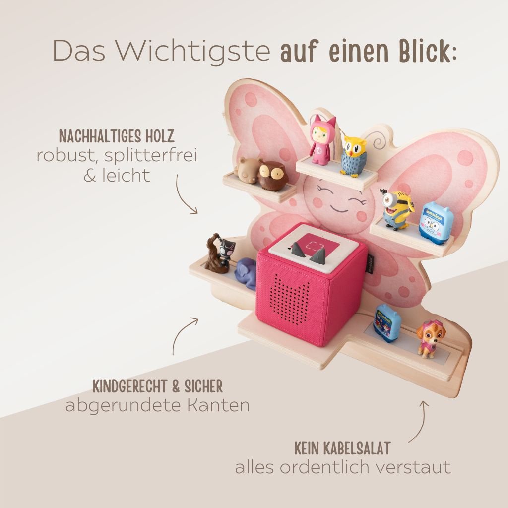 Toniebox Regal Holz - Schmetterling Aquarell - wunderwunsch
