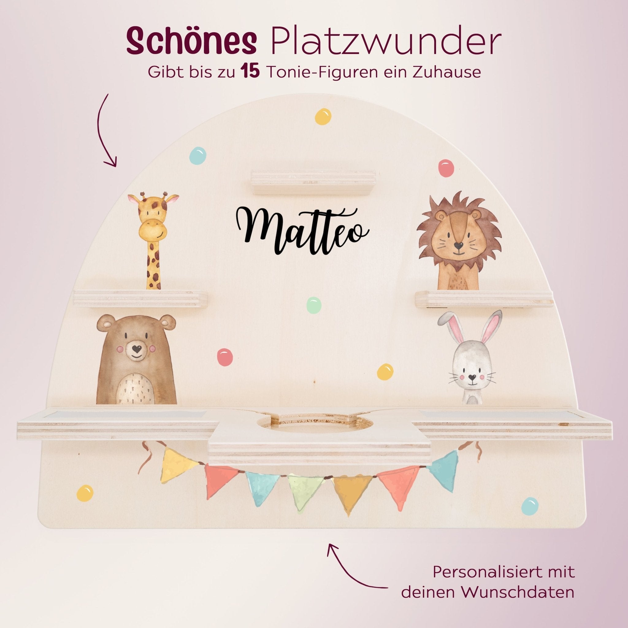 Toniebox Regal Holz - Tiere Girlande Aquarell - wunderwunsch