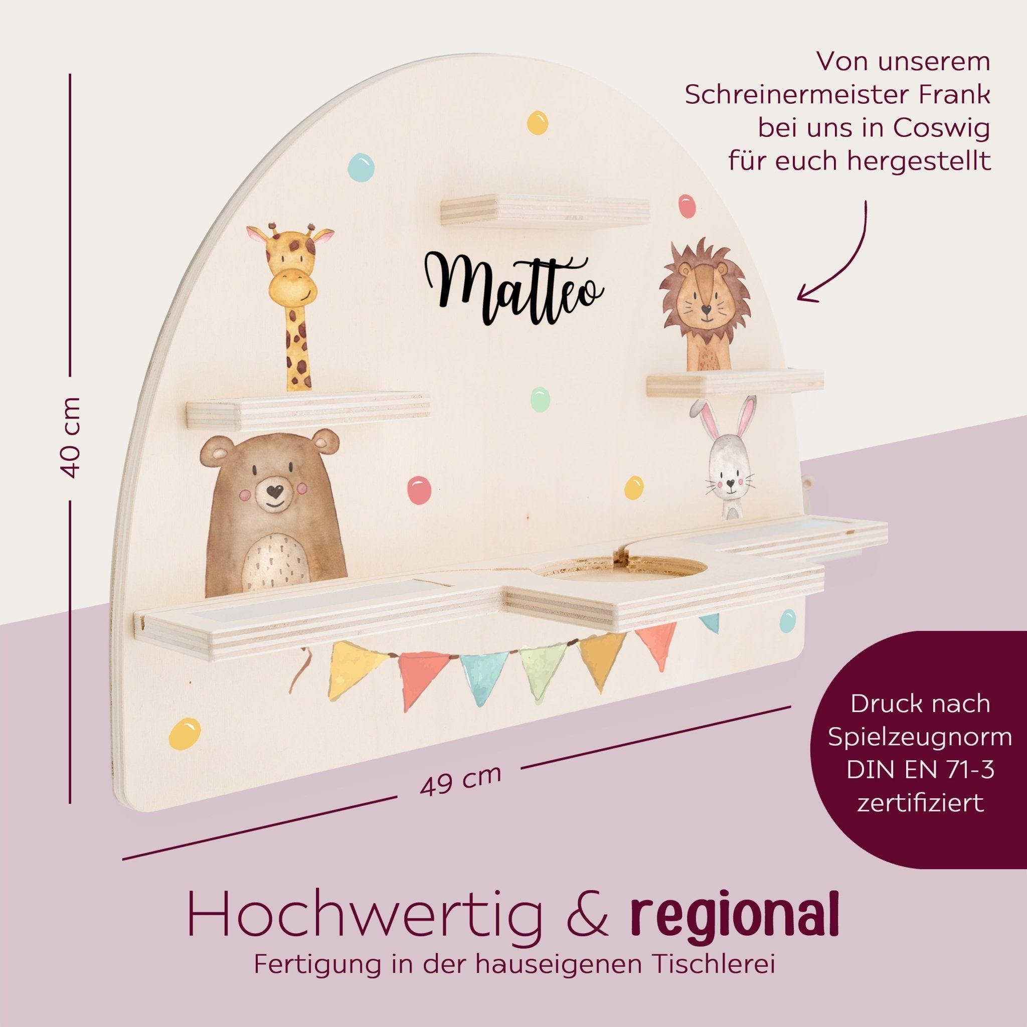 Toniebox Regal Holz - Tiere Girlande Aquarell - wunderwunsch
