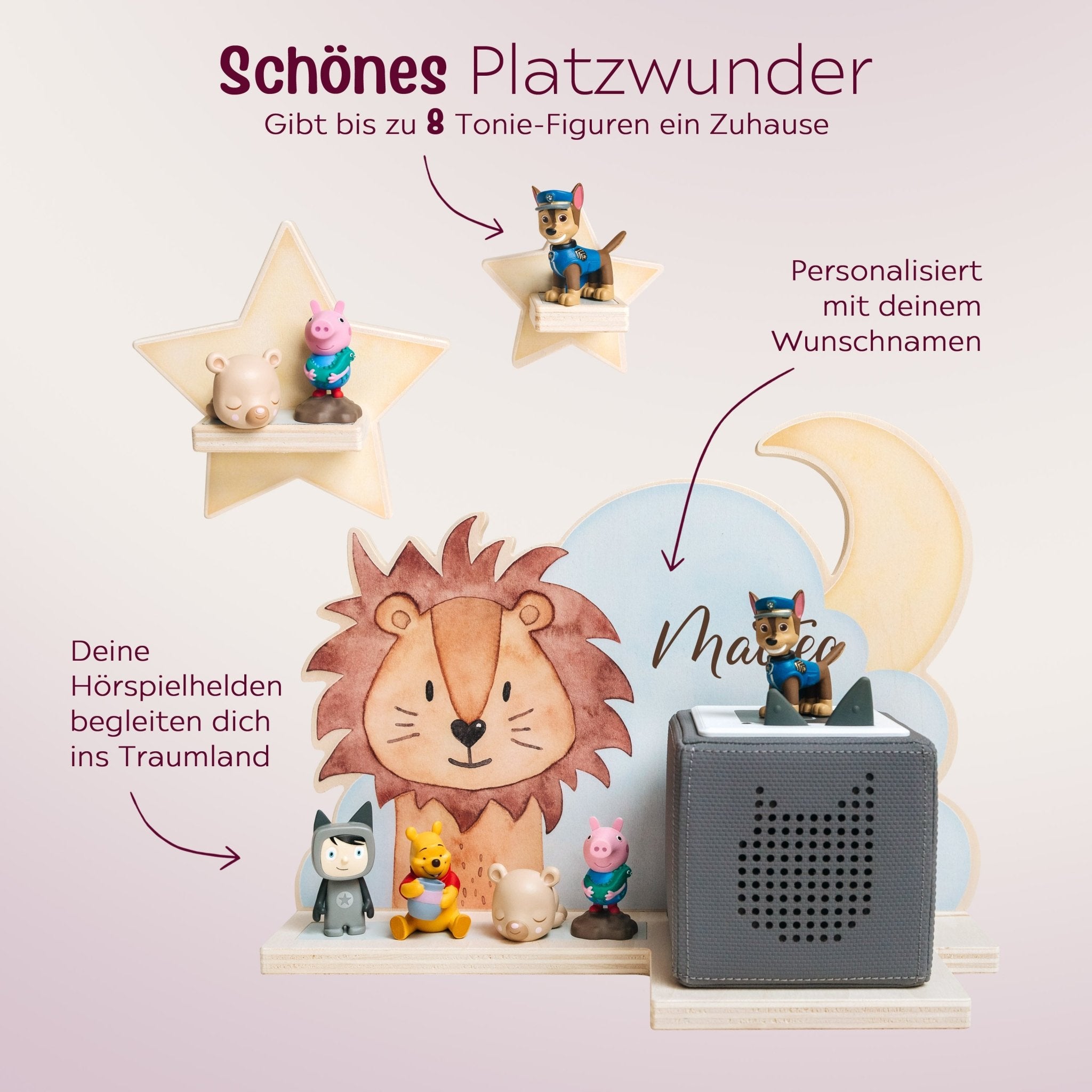 Toniebox Regal Holz - Wolkentier Aquarell - wunderwunsch
