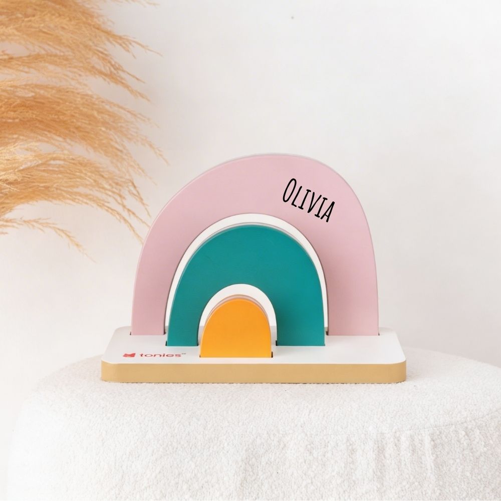 TONIES® Mini Standregal personalisierbar - Regenbogen, Berg, Haus - wunderwunsch