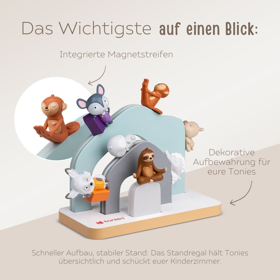 TONIES® Mini Standregal personalisierbar - Regenbogen, Berg, Haus - wunderwunsch