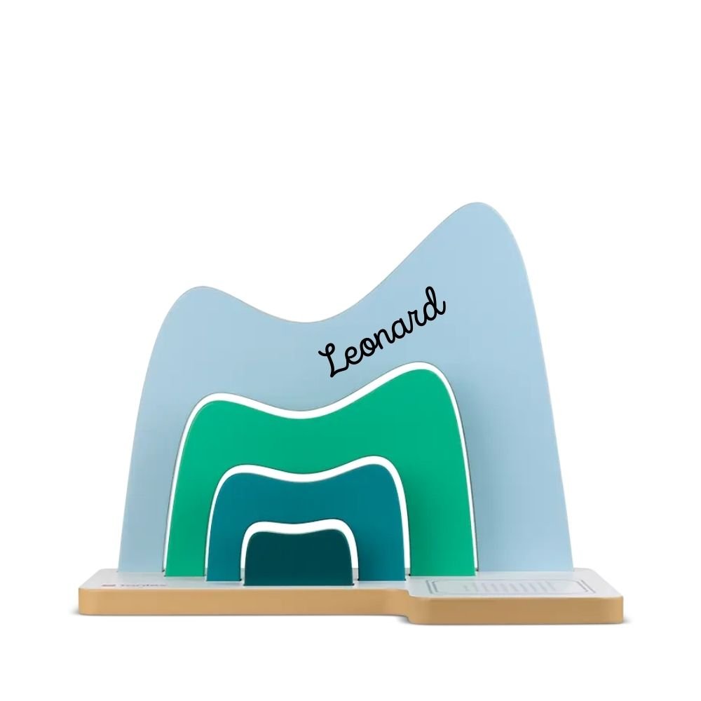 TONIES® Standregal personalisierbar - Regenbogen, Berg, Haus - wunderwunsch