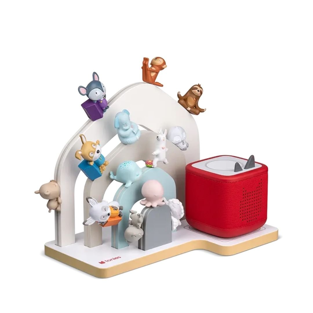 TONIES® Standregal personalisierbar - Regenbogen, Berg, Haus - wunderwunsch