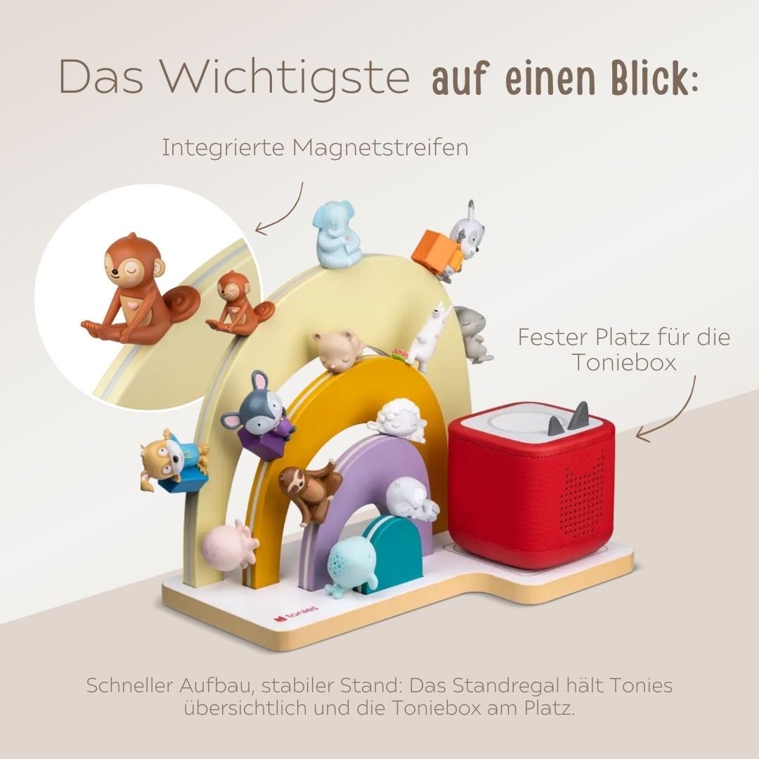 TONIES® Standregal personalisierbar - Regenbogen, Berg, Haus - wunderwunsch