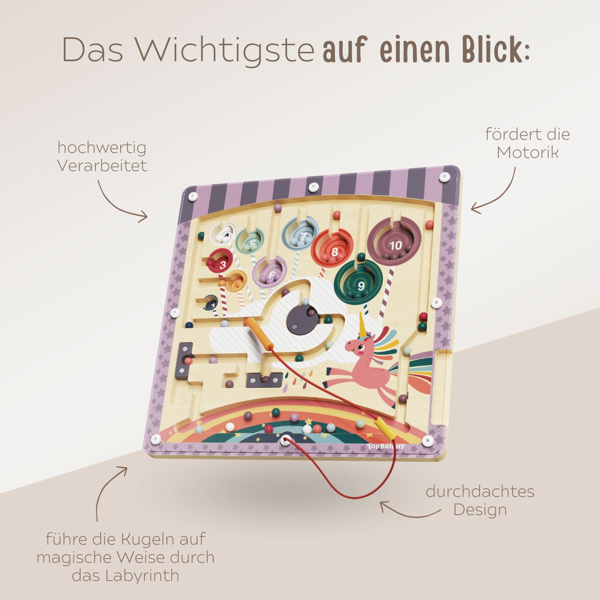 TOP BRIGHT Labyrinth - Spiel - Einhorn & Dino - wunderwunsch