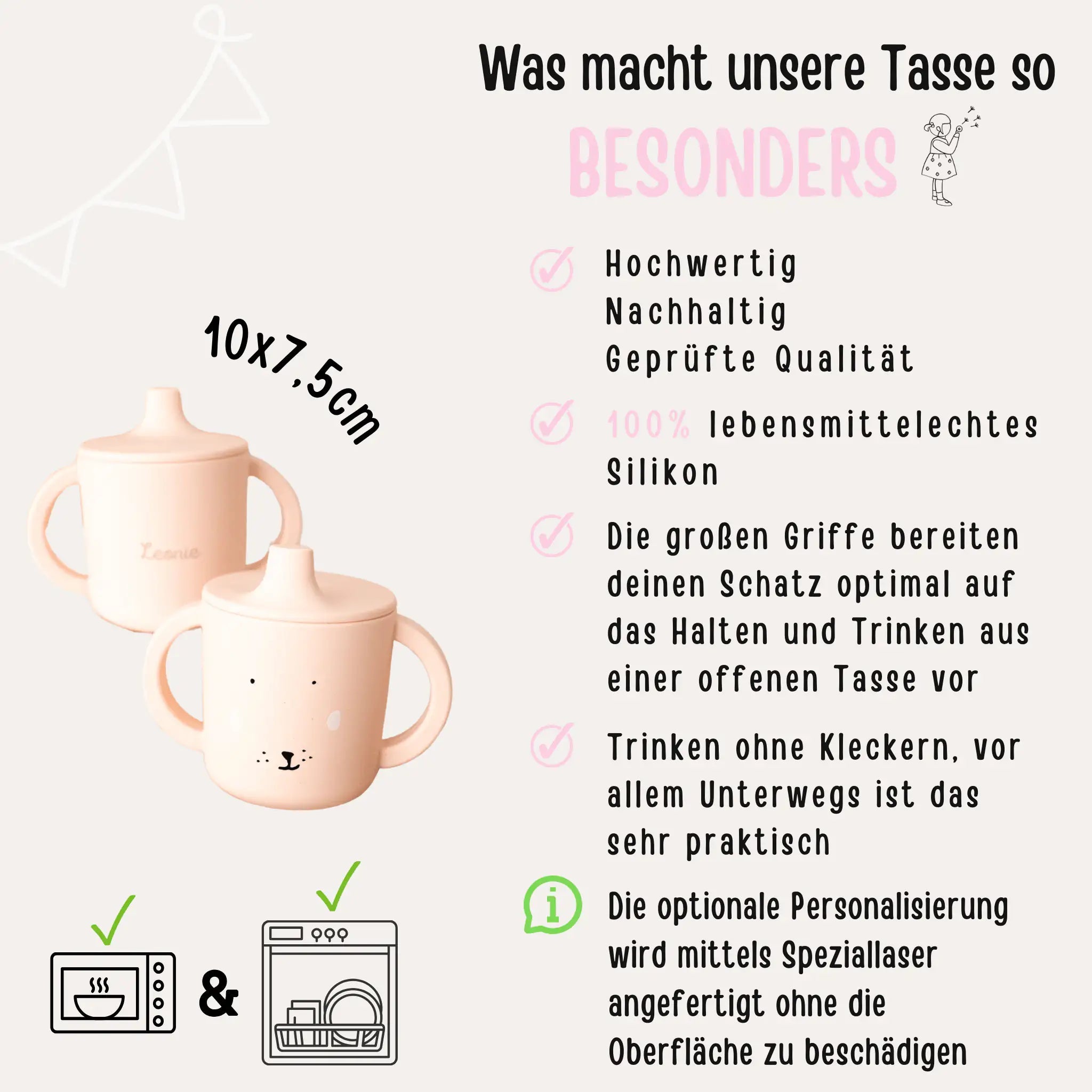 Trinklernbecher Silikon personalisiert - Tiere Trixie - wunderwunsch