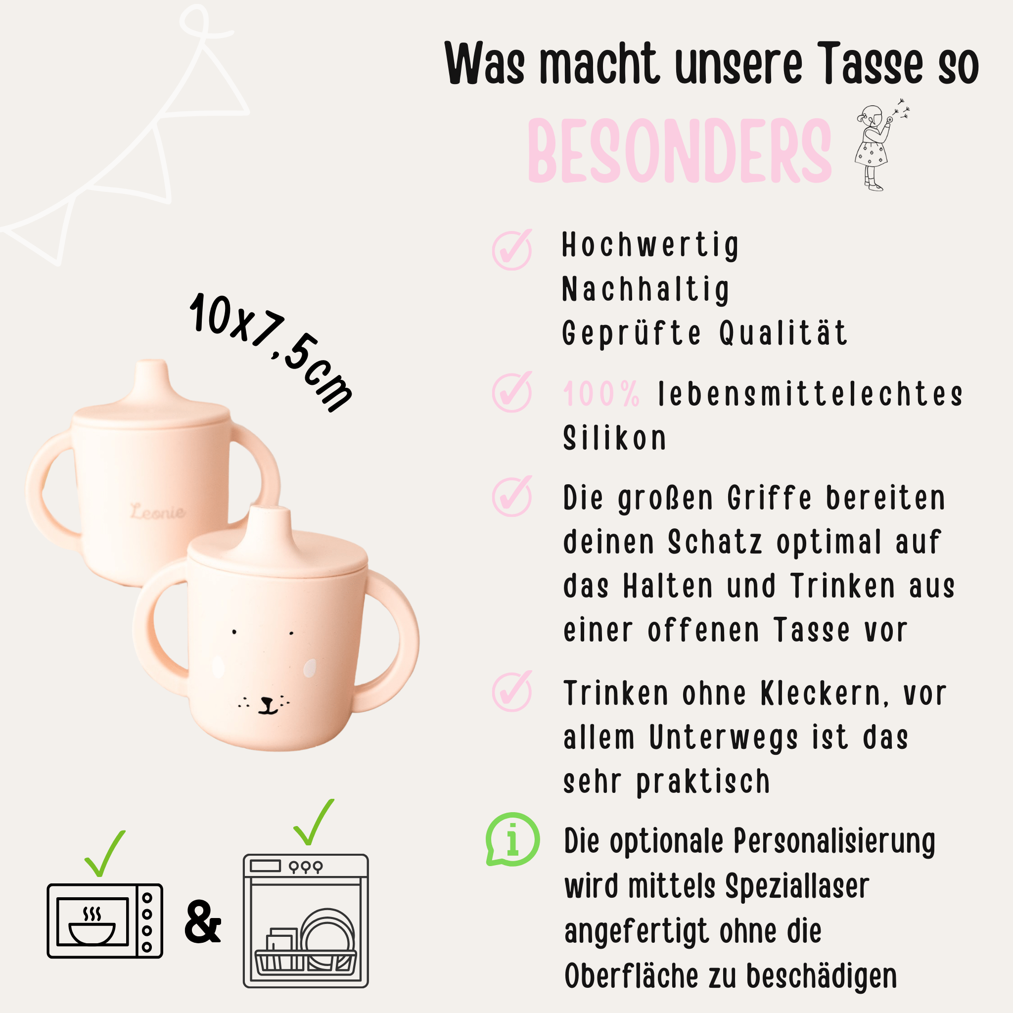 Trinklernbecher Silikon personalisiert - Tiere Trixie - wunderwunsch