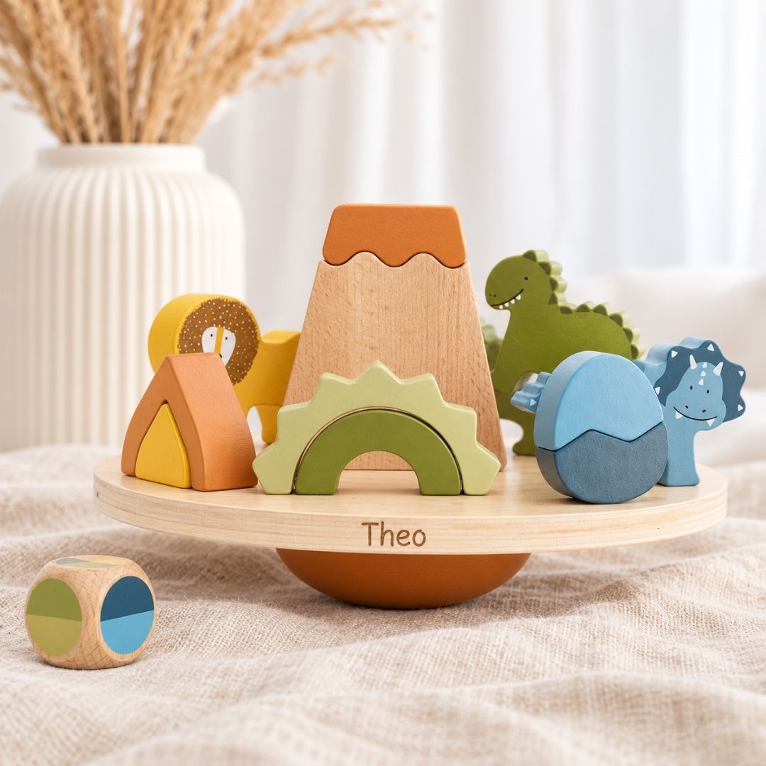 TRIXIE Balancespiel Dino Abenteuer aus Holz personalisiert - wunderwunsch
