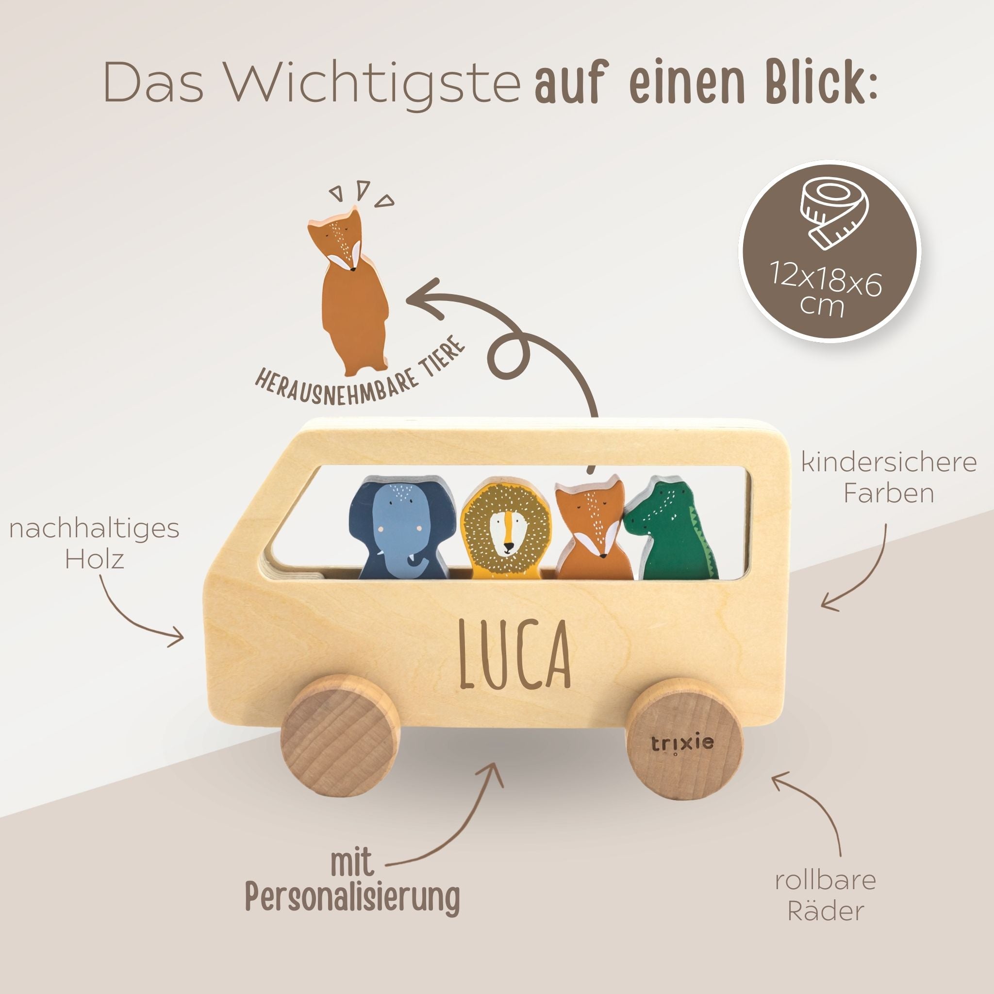 TRIXIE Bus Holz personalisiert - wunderwunsch