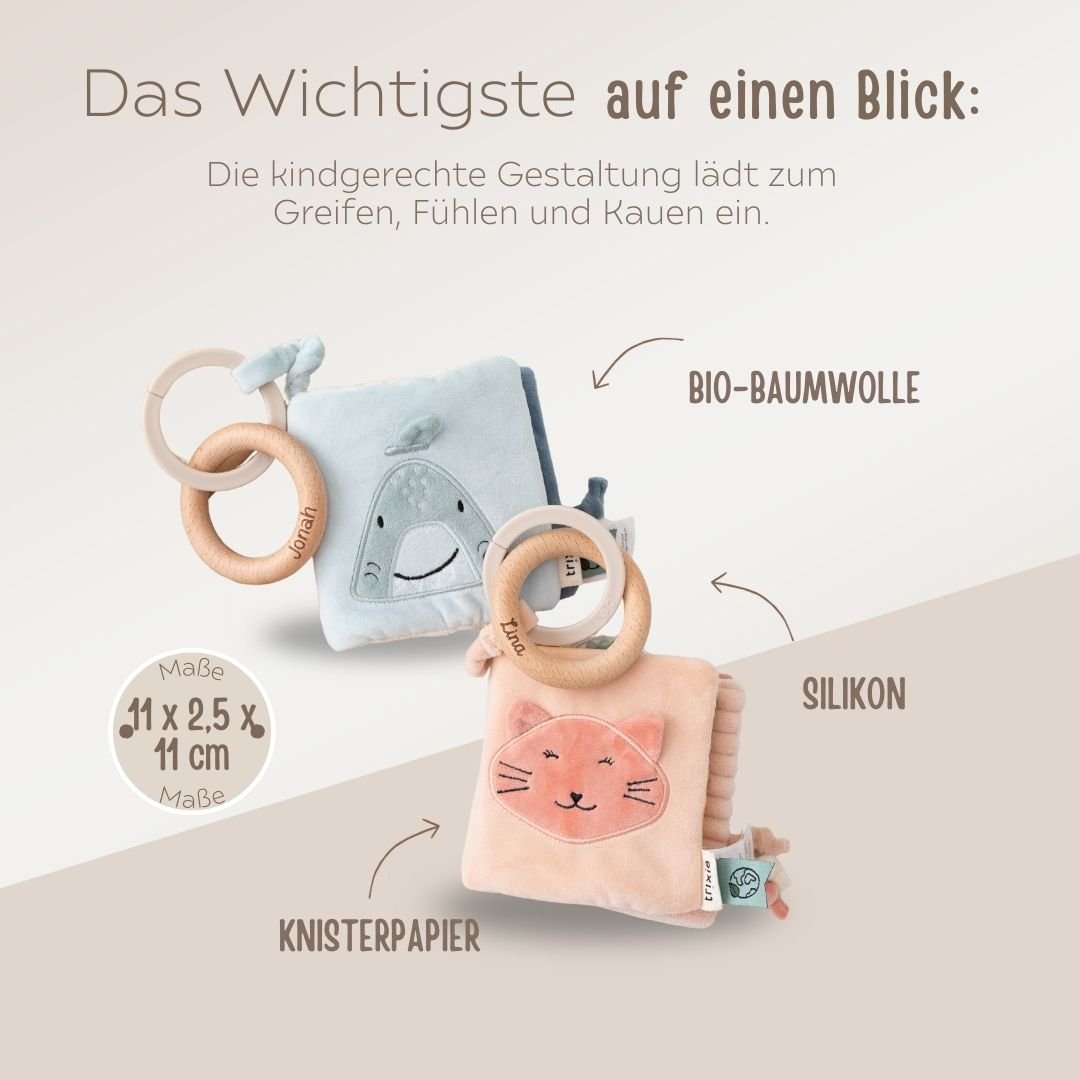 TRIXIE Fühlbuch Katze oder Hai personalisierbar - wunderwunsch
