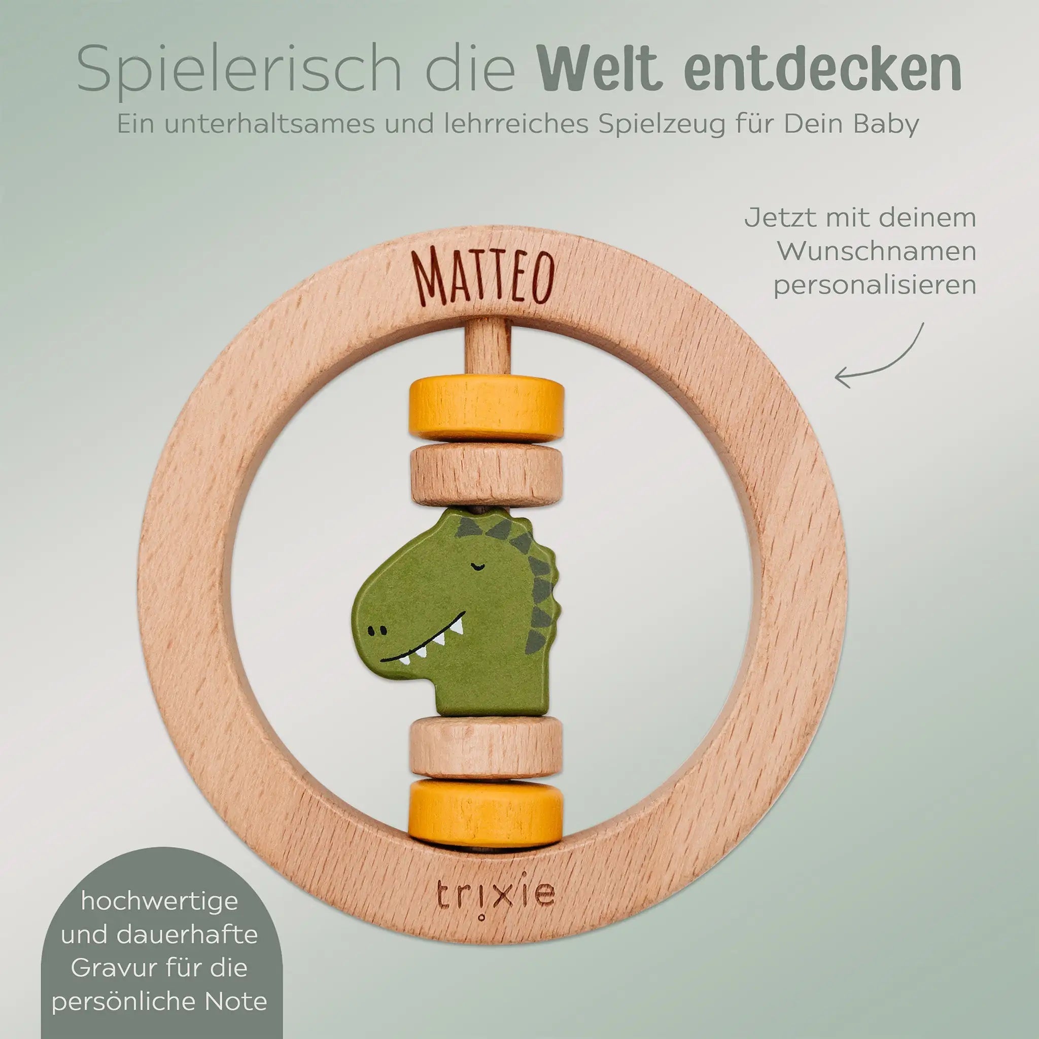 TRIXIE Holzrassel Tier mit Perlen personalisiert - wunderwunsch