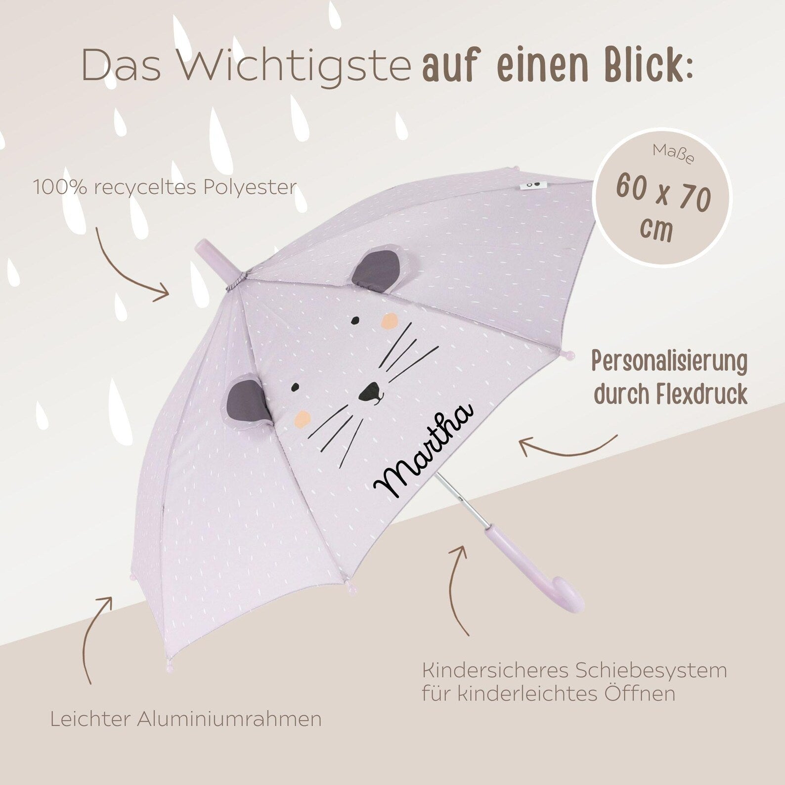 TRIXIE Kinder Regenschirm personalisiert - wunderwunsch