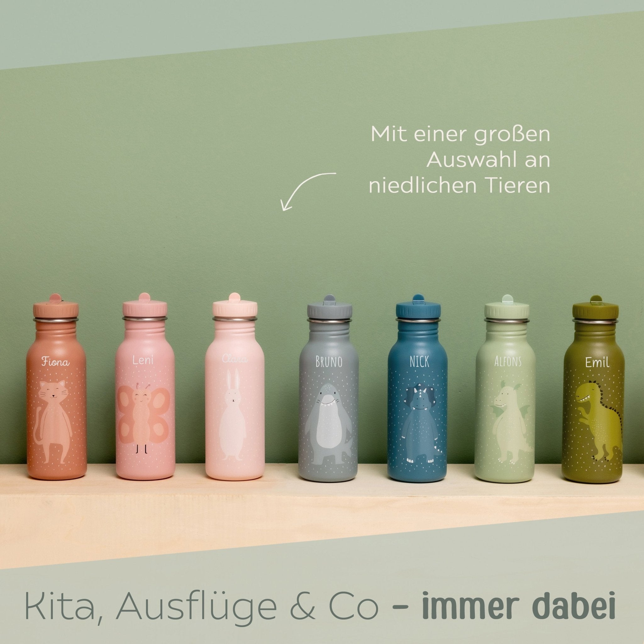 TRIXIE Kinder Trinkflasche personalisiert - Tiere - wunderwunsch