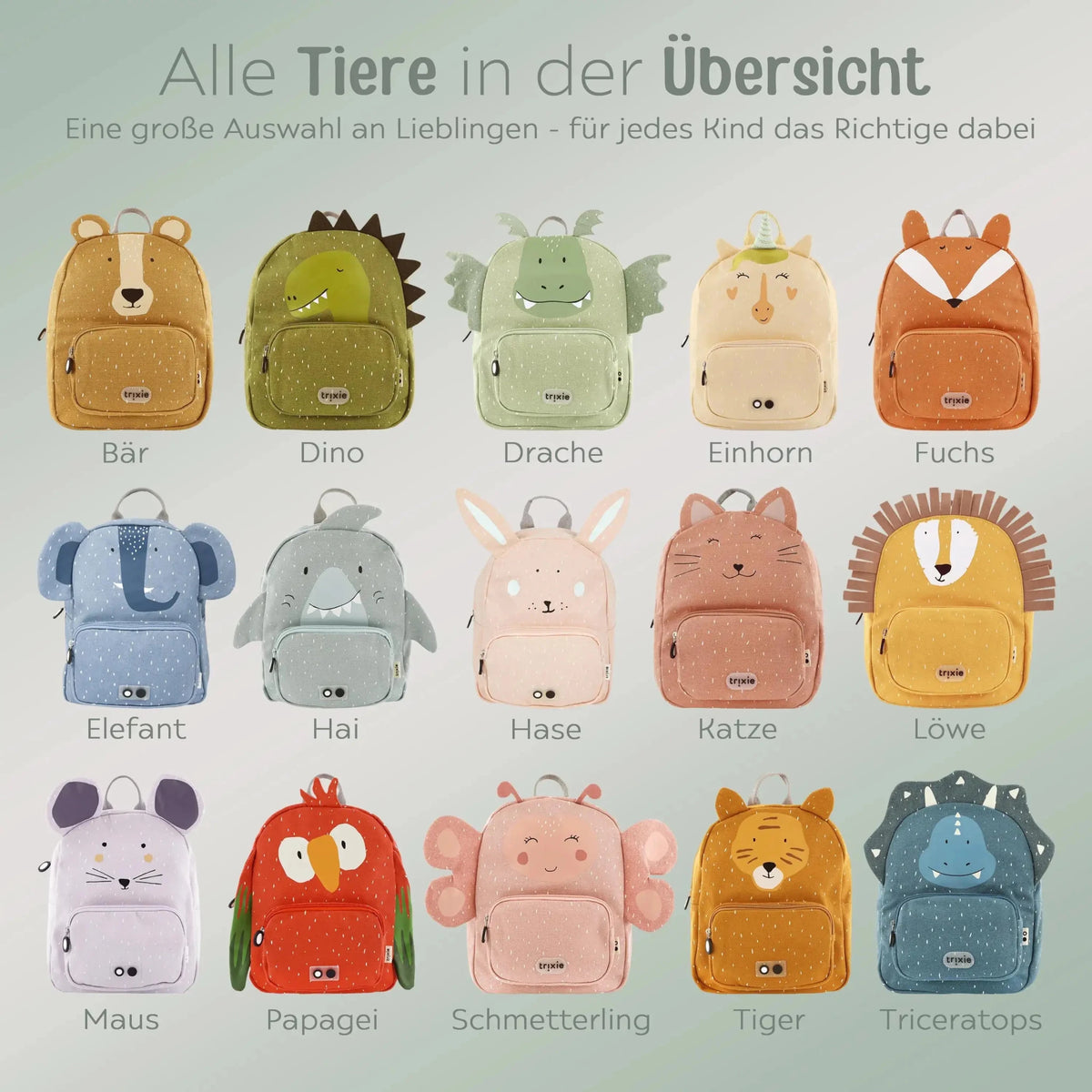 TRIXIE Kindergartenrucksack Secret Kollektion - Tiere - wunderwunsch