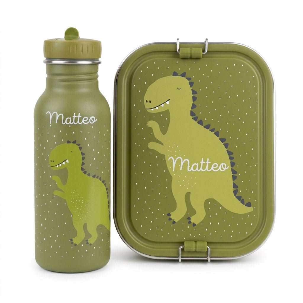 TRIXIE Lunch-Set - Brotdose & Trinkflasche - Dino - wunderwunsch