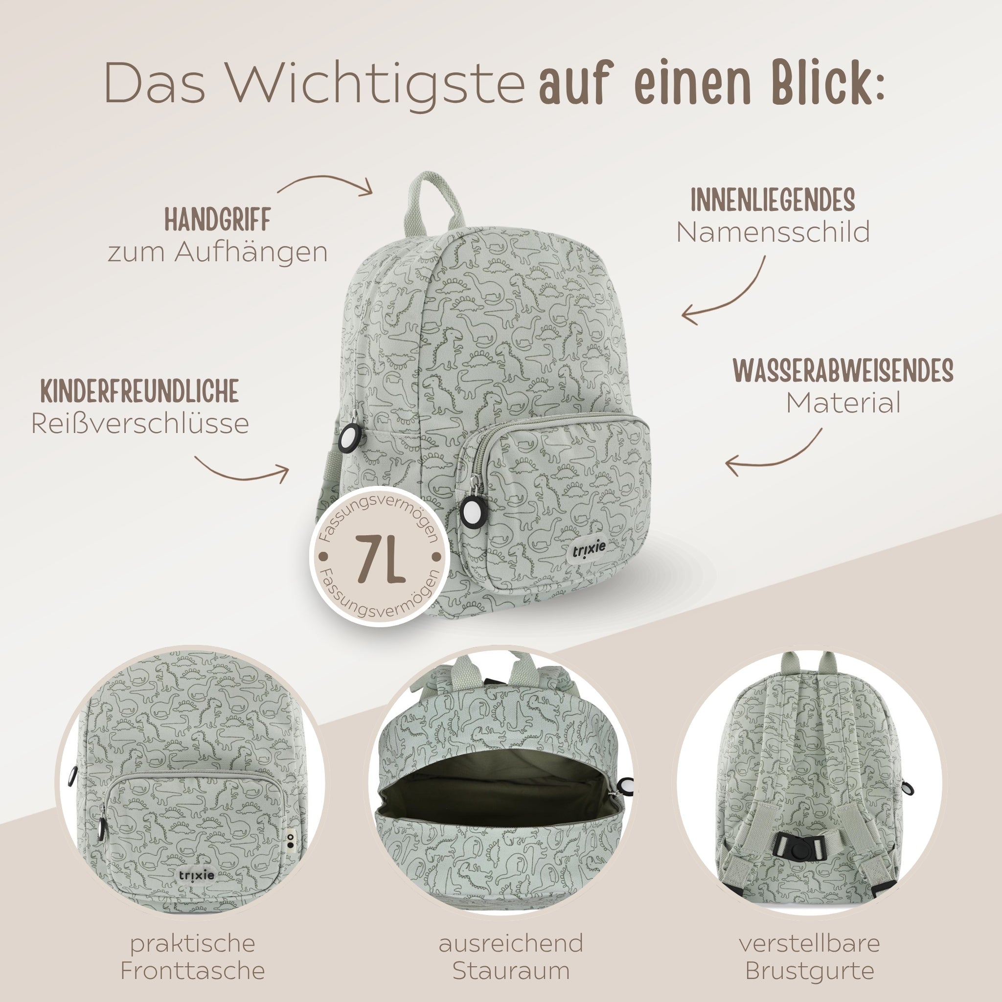 TRIXIE Rucksack mit Tierprint - personalisierbar - wunderwunsch