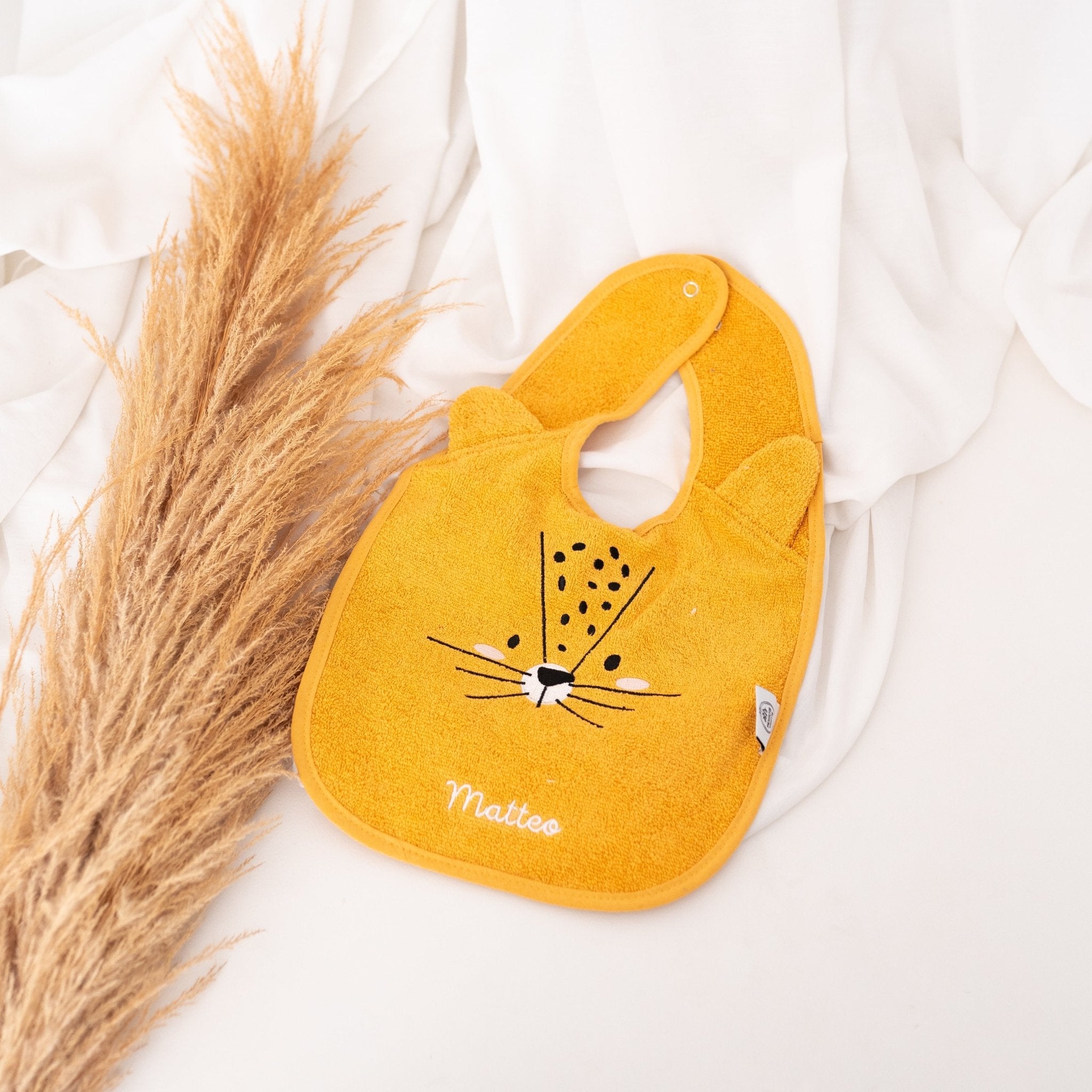TRYCO Baumwoll Lätzchen Tiere personalisiert - Koala, Schwan, Leopard, Drache - wunderwunsch
