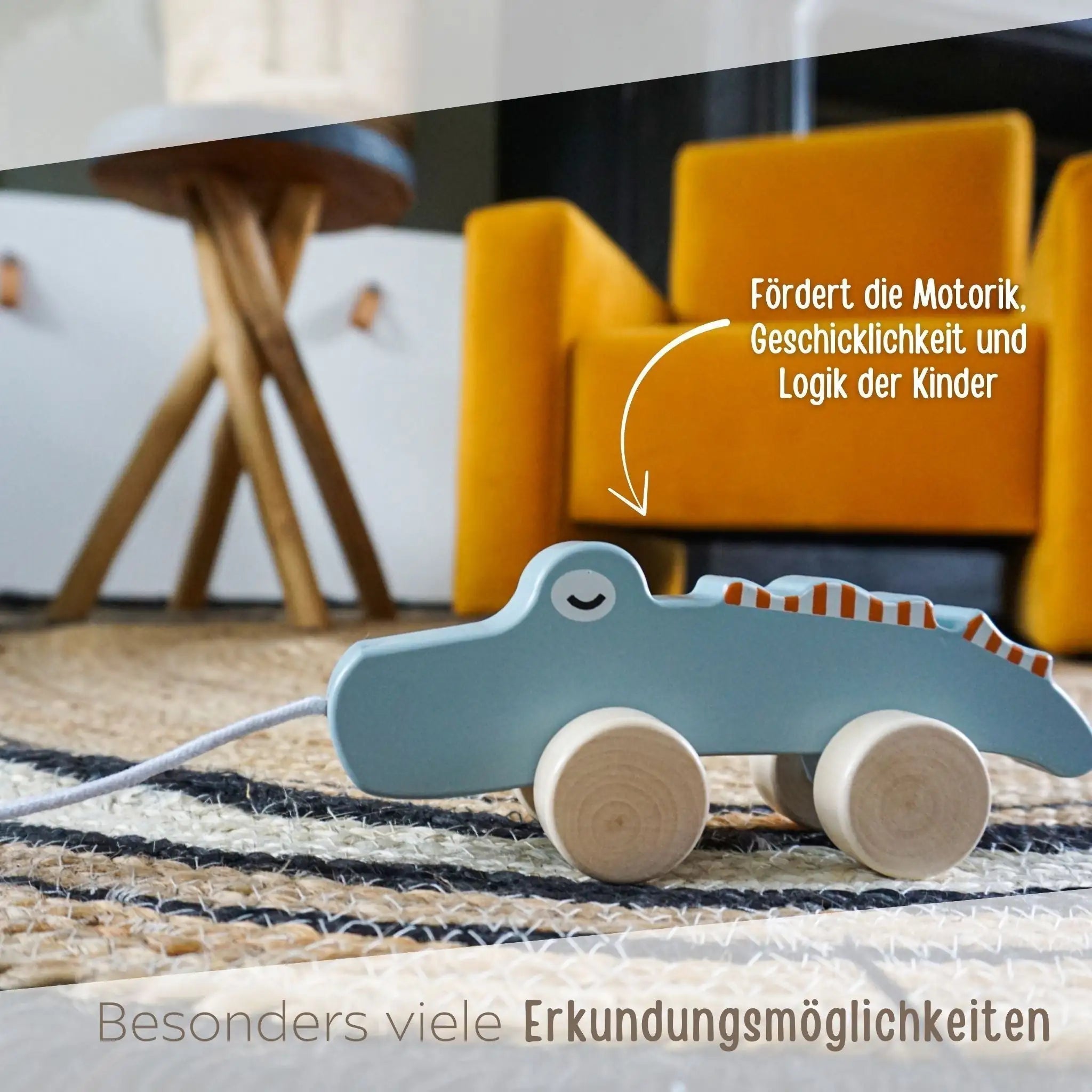TRYCO Nachziehtier Krokodil Holz personalisierbar - wunderwunsch