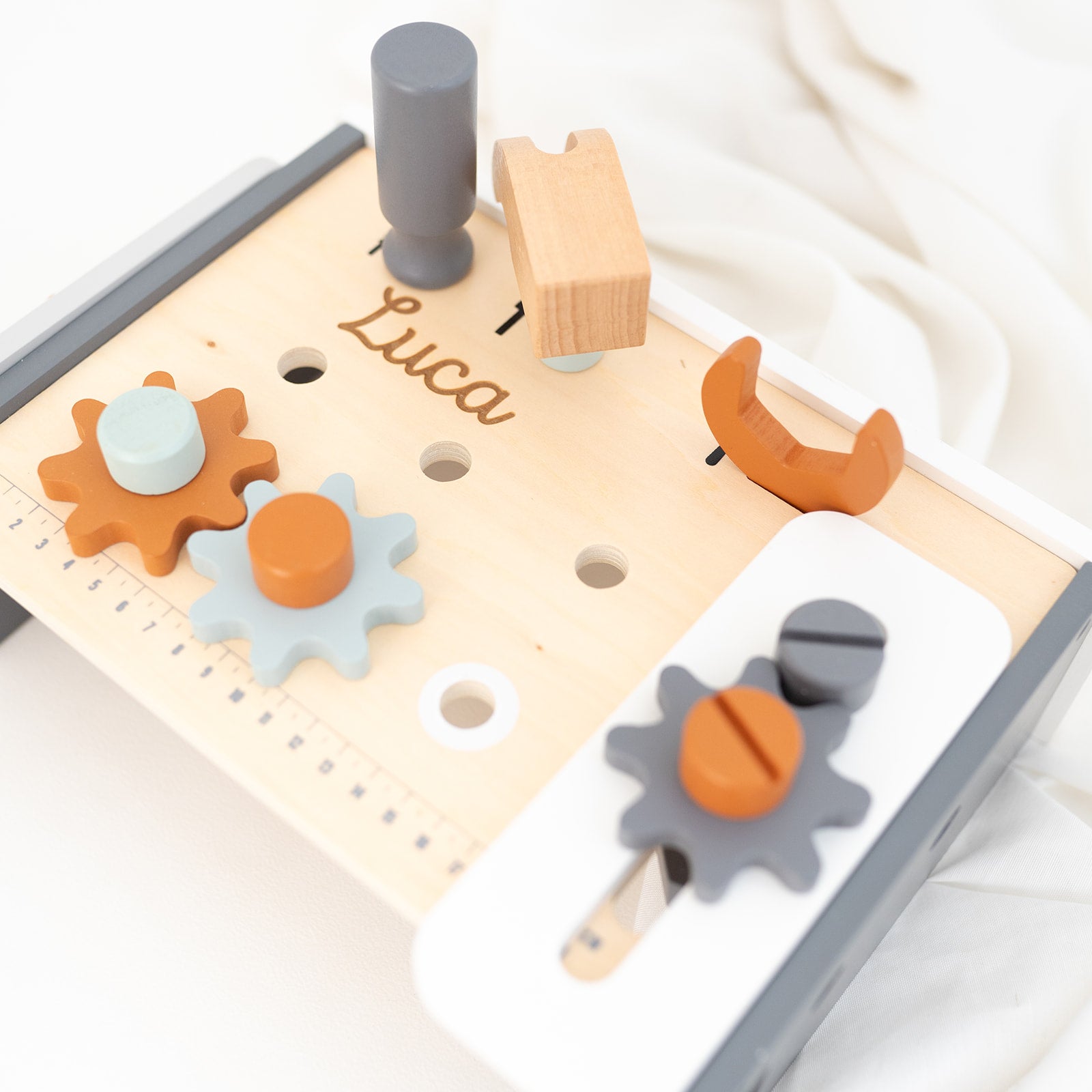 TRYCO Tisch Werkbank Holz mit Terrakotta personalisiert - wunderwunsch