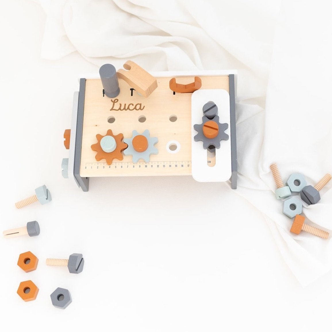 TRYCO Tisch Werkbank Holz mit Terrakotta personalisiert - wunderwunsch