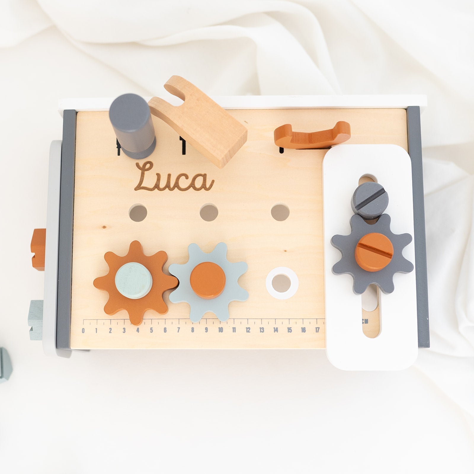 TRYCO Tisch Werkbank Holz mit Terrakotta personalisiert - wunderwunsch