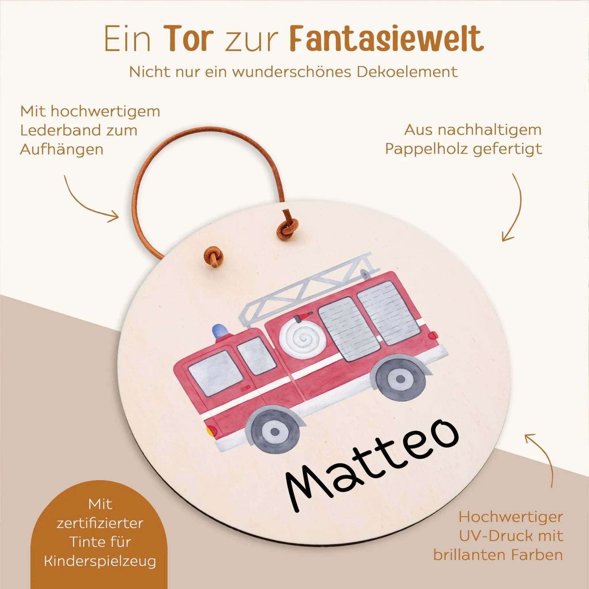 Türschild Kinderzimmer personalisiert - Fahrzeuge Aquarell - wunderwunsch