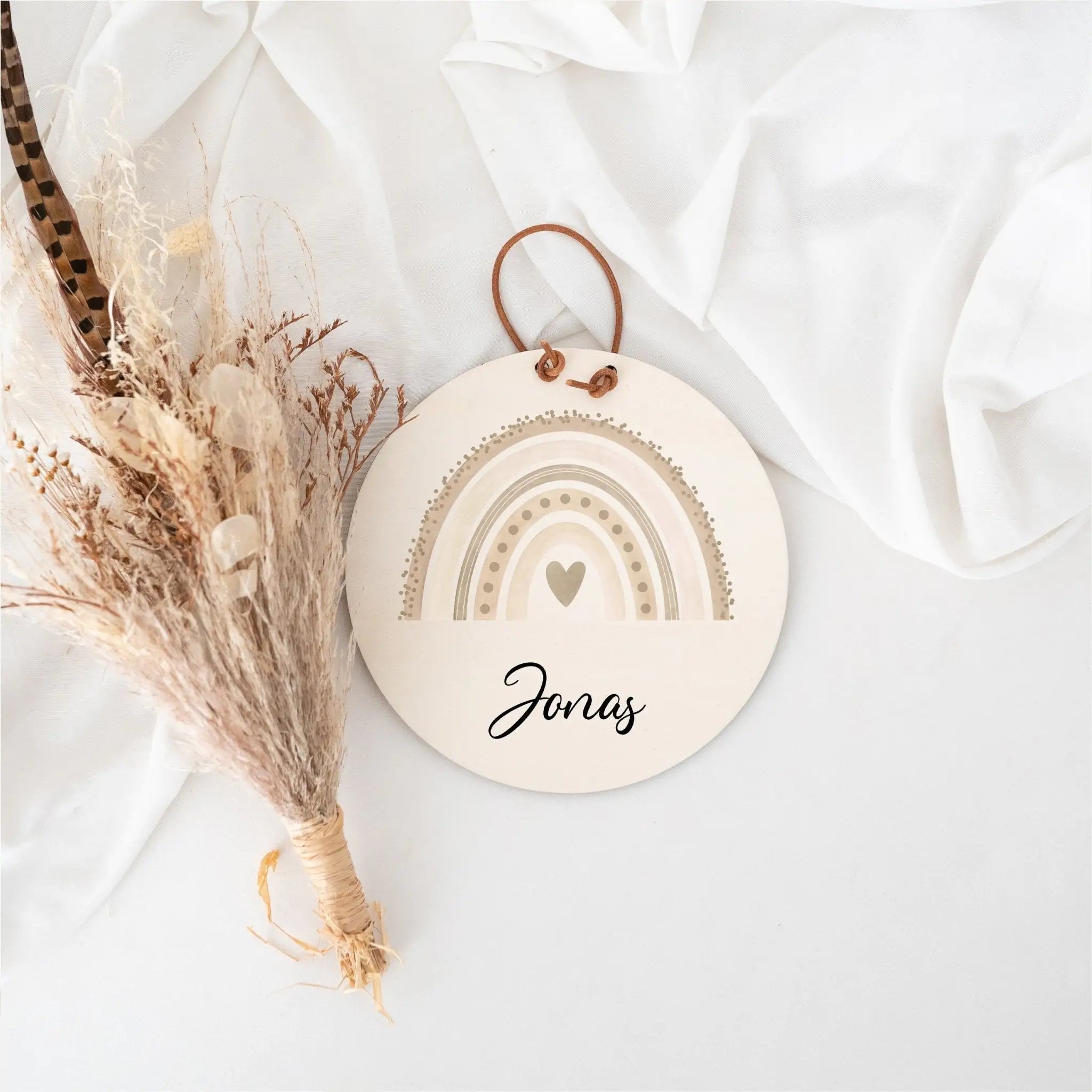 Türschild Kinderzimmer personalisiert - Regenbogen Punkte Aquarell - wunderwunsch