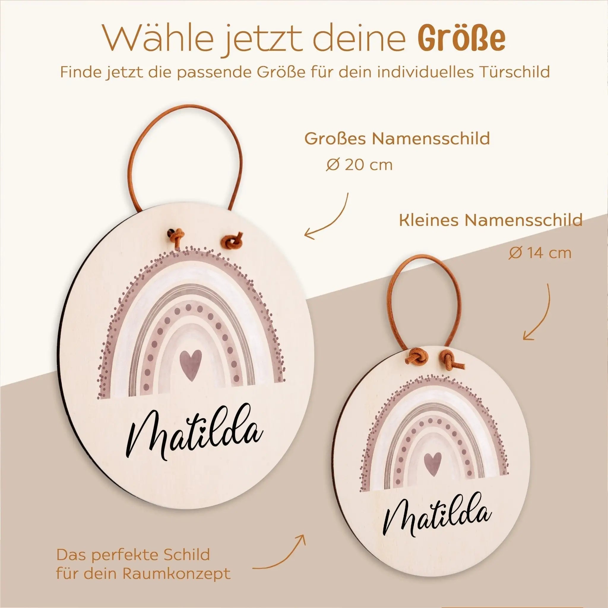 Türschild Kinderzimmer personalisiert - Regenbogen Punkte Aquarell - wunderwunsch