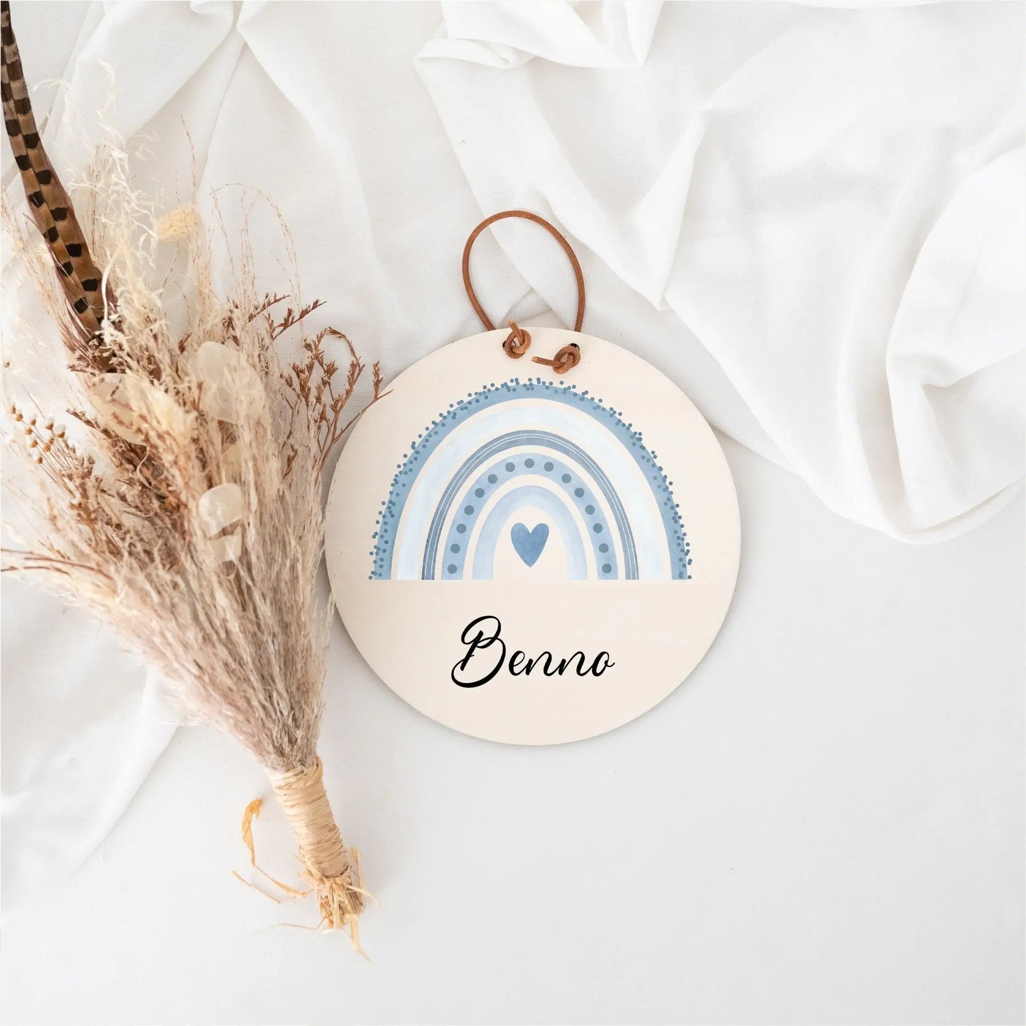 Türschild Kinderzimmer personalisiert - Regenbogen Punkte Aquarell - wunderwunsch