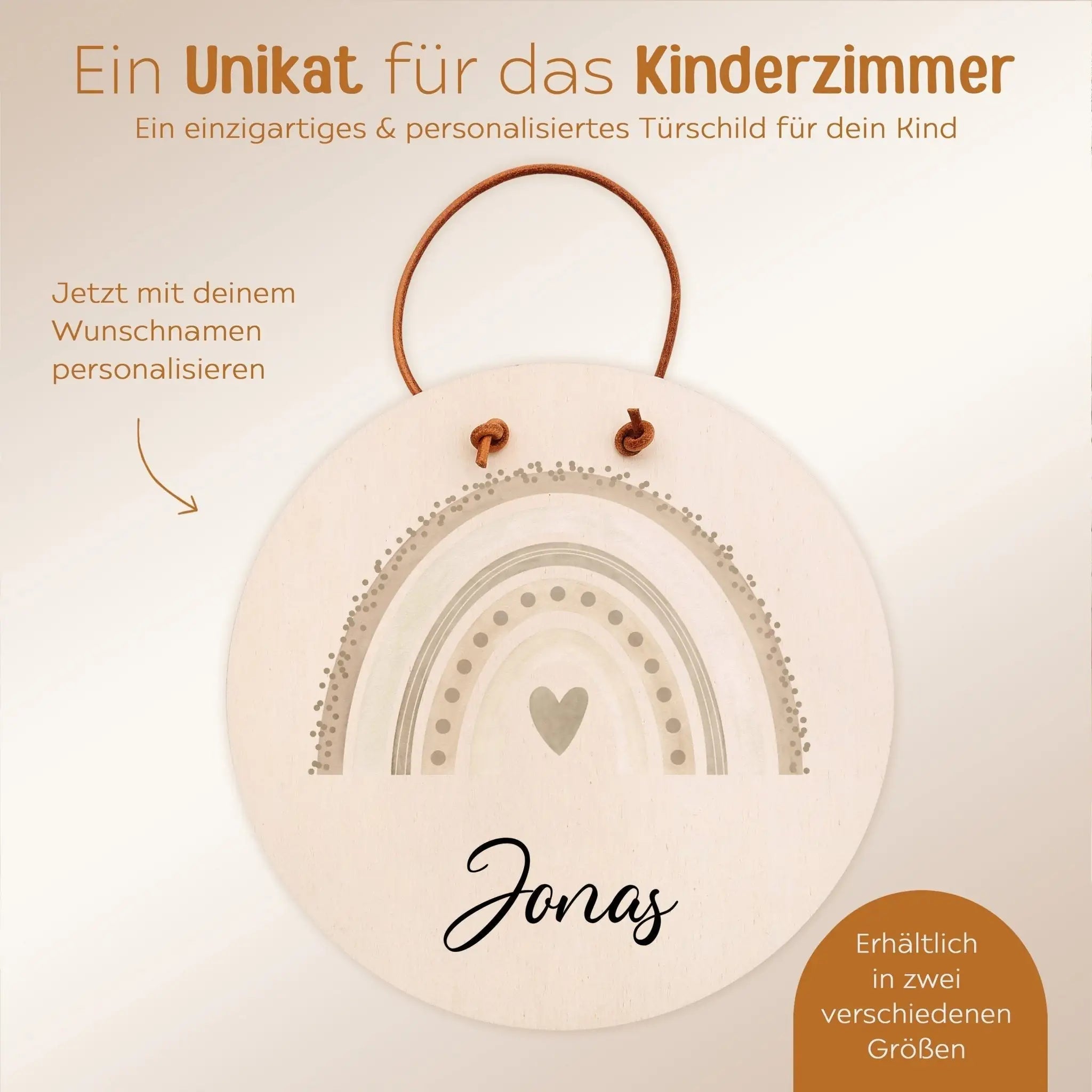 Türschild Kinderzimmer personalisiert - Regenbogen Punkte Aquarell - wunderwunsch