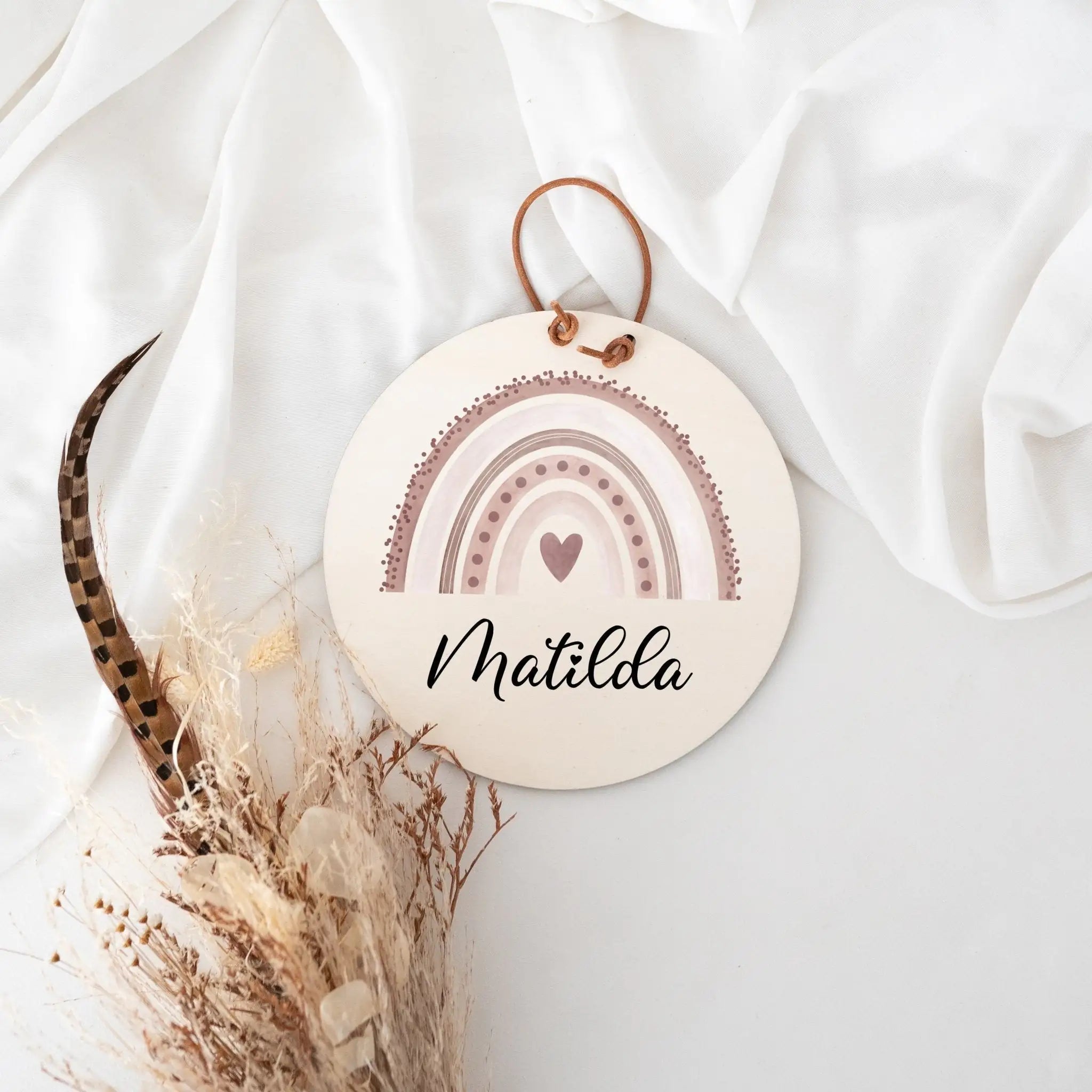 Türschild Kinderzimmer personalisiert - Regenbogen Punkte Aquarell - wunderwunsch