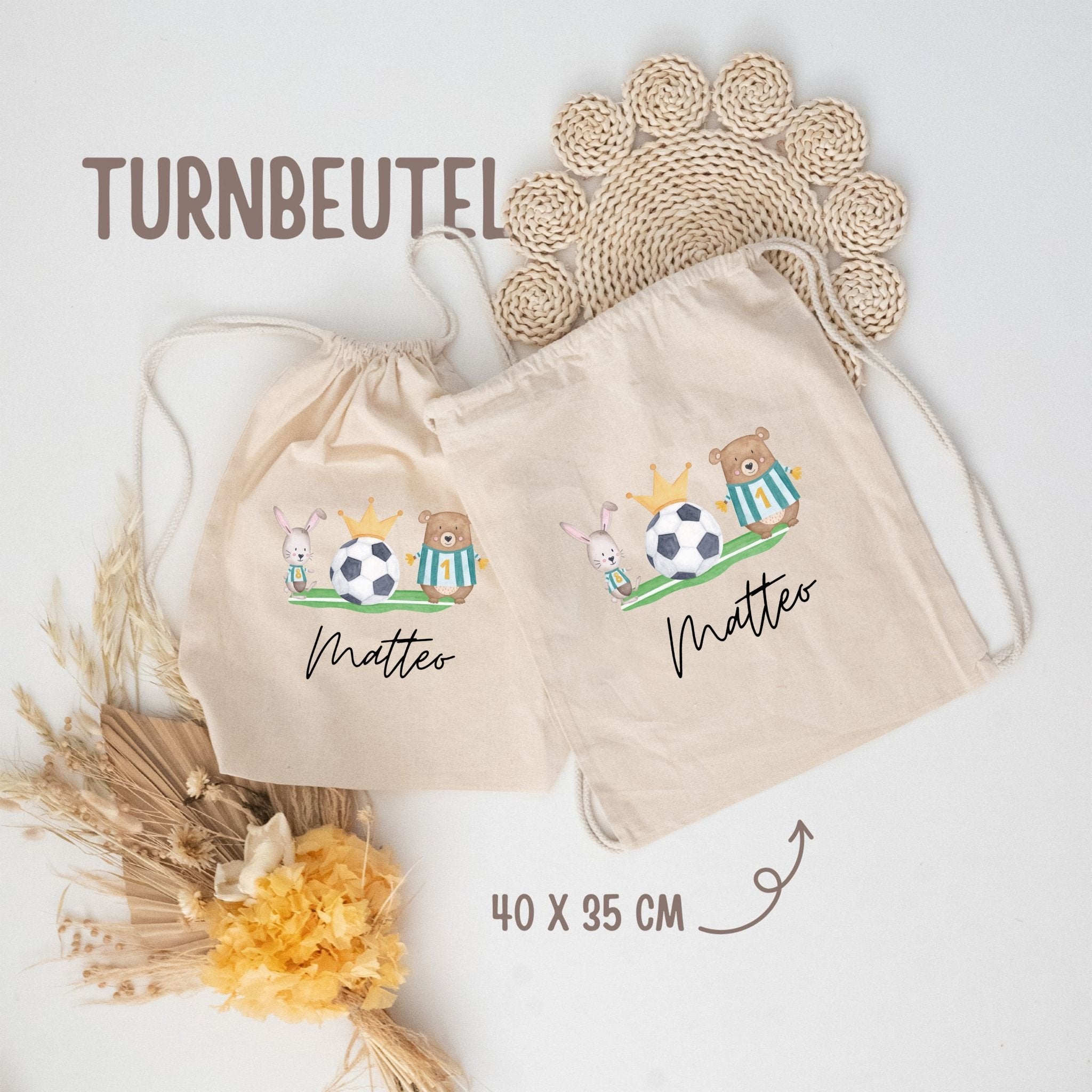 Turnbeutel "Fußball Tiere" personalisiert - wunderwunsch