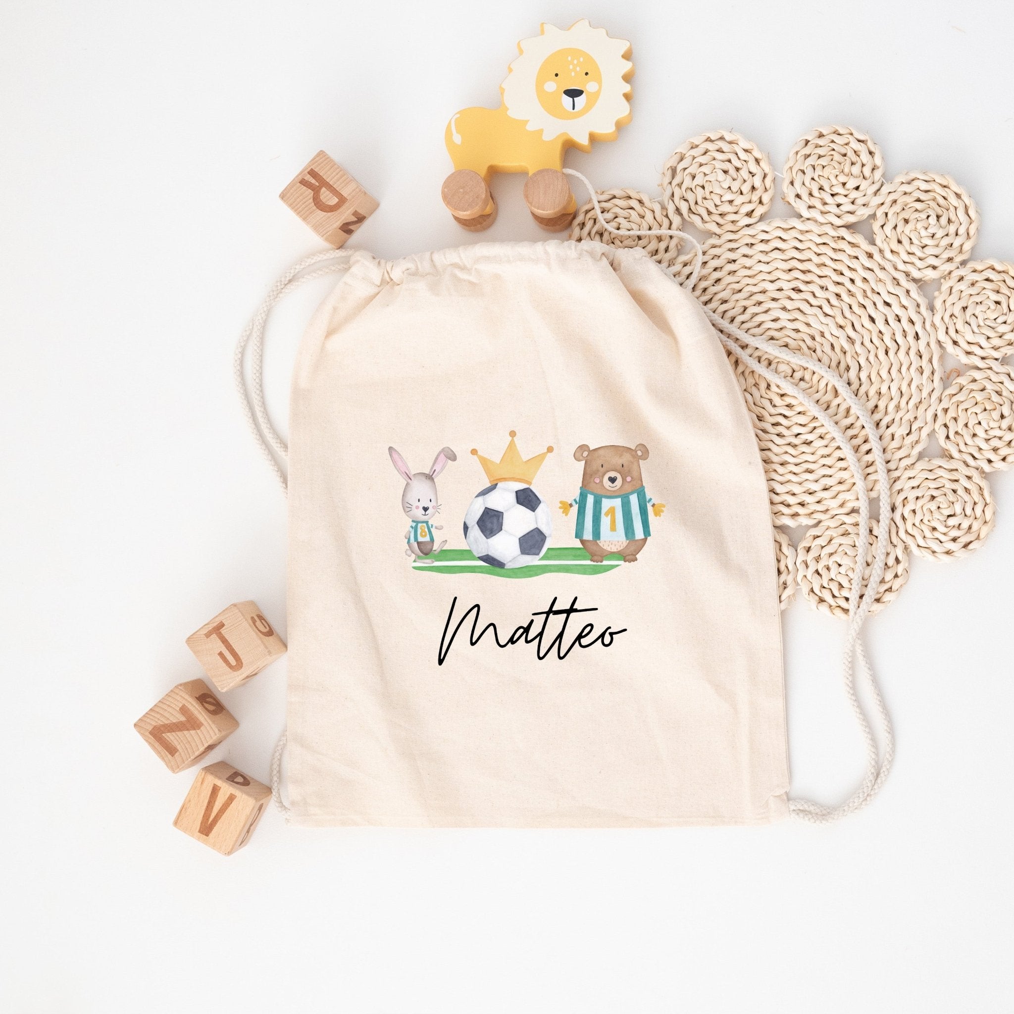 Turnbeutel "Fußball Tiere" personalisiert - wunderwunsch